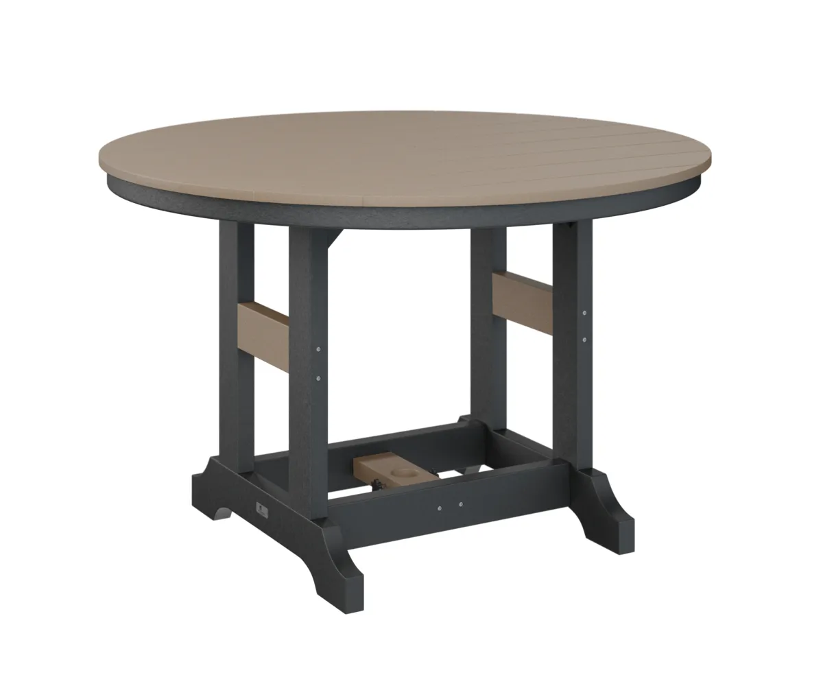 Garden Classic 48" Round Dining Table by Berlin Gardens - Weatherwood, Black Garden Classic 48" Round Dining Table by Berlin Gardens - 191-GCDT0048D