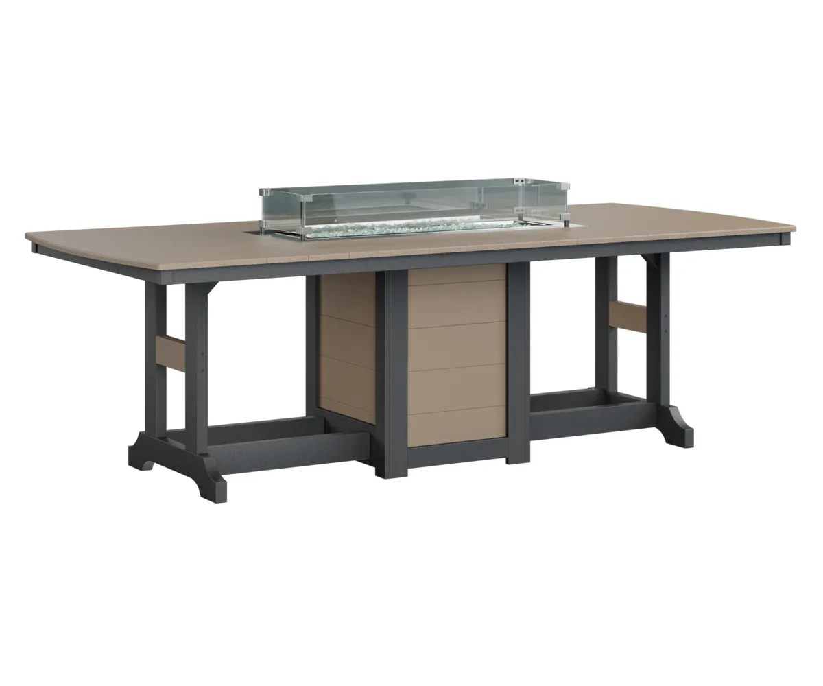 Garden Classic 44" X 96" Rectangular Dining Fire Table by Berlin Gardens - Weatherwood, Black Garden Classic 44" X 96" Rectangular Dining Fire Table by Berlin Gardens - 191-GCFT4496D