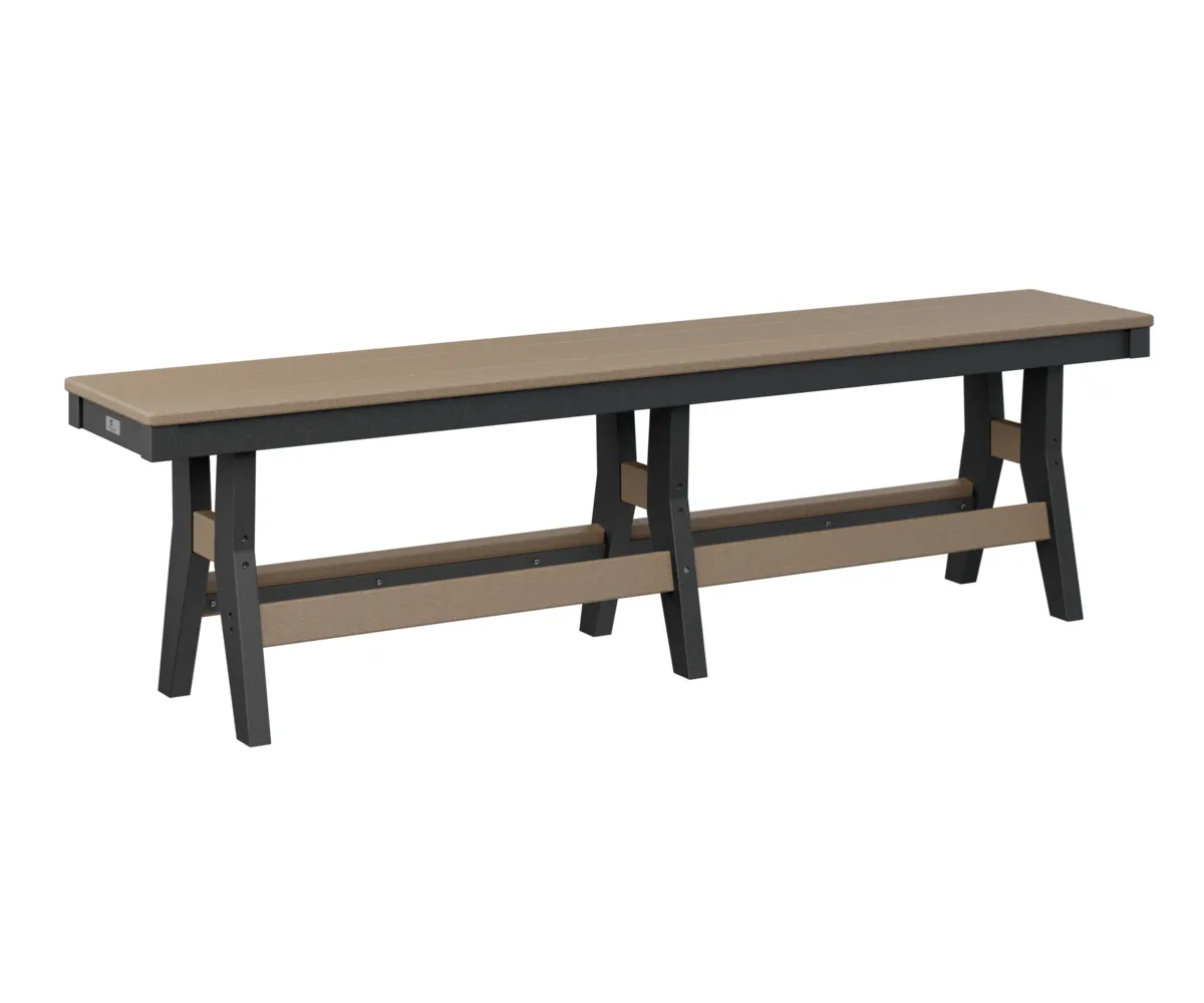 Harbor 66" Dining Bench by Berlin Gardens - Weatherwood, Black Harbor 66" Dining Bench by Berlin Gardens - 191-HB6618D