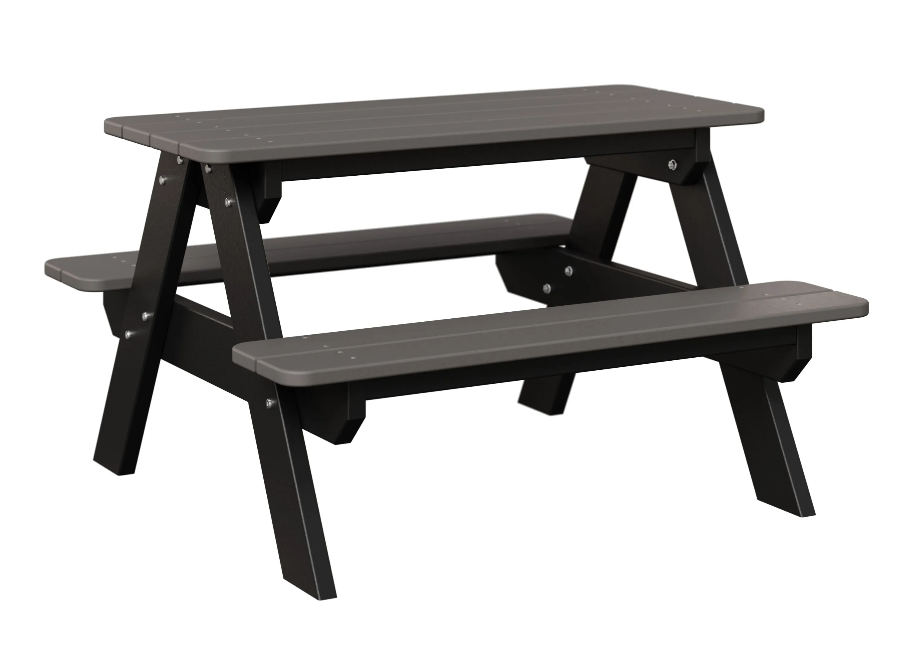 Kids Rectangular Picnic Table by Berlin Gardens - Light Gray, Black Kids Rectangular Picnic Table by Berlin Gardens - 191-KRPT3433