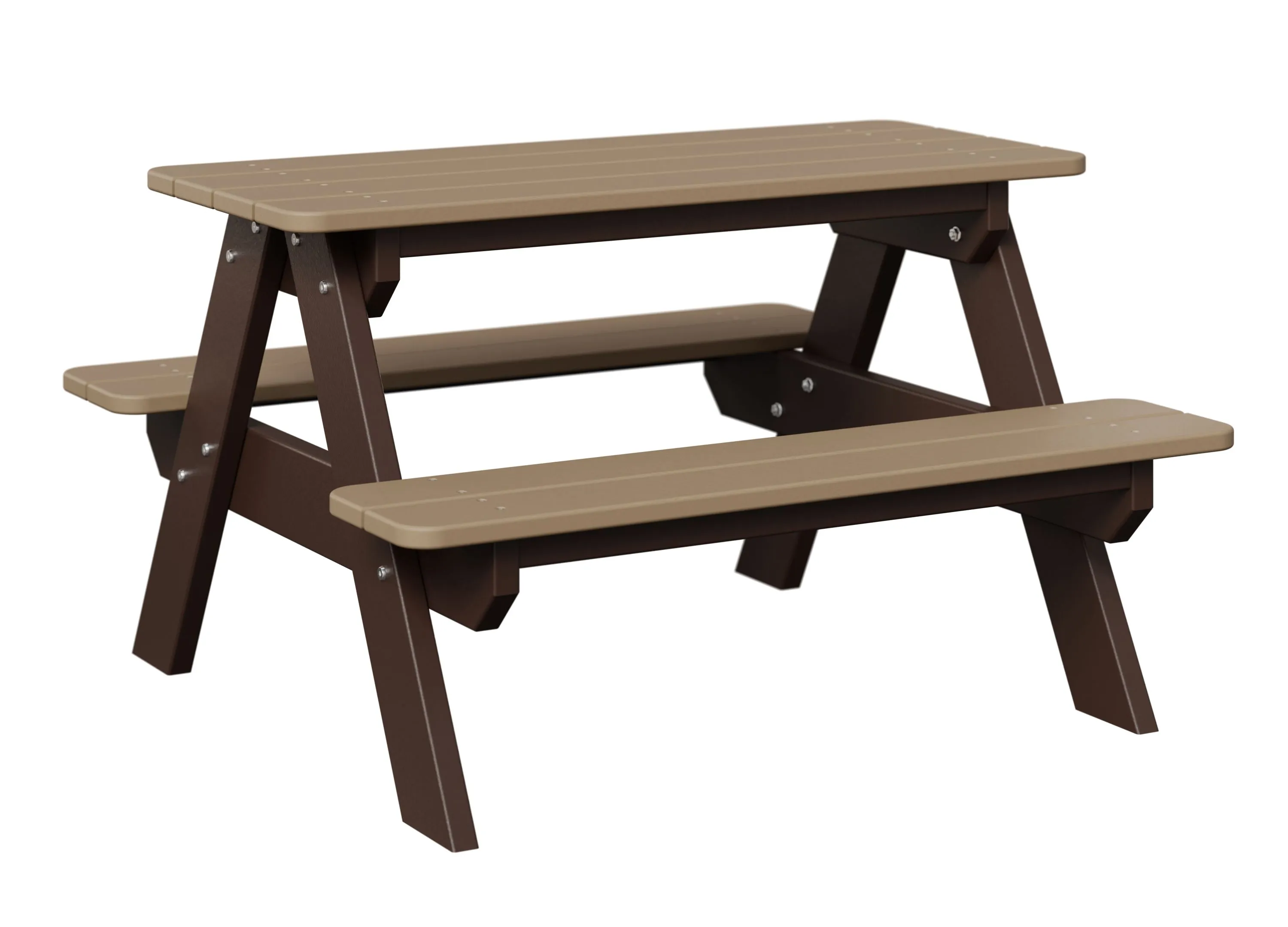 Kids Rectangular Picnic Table by Berlin Gardens - Weatherwood, Chocolate Brown Kids Rectangular Picnic Table by Berlin Gardens - 191-KRPT3433