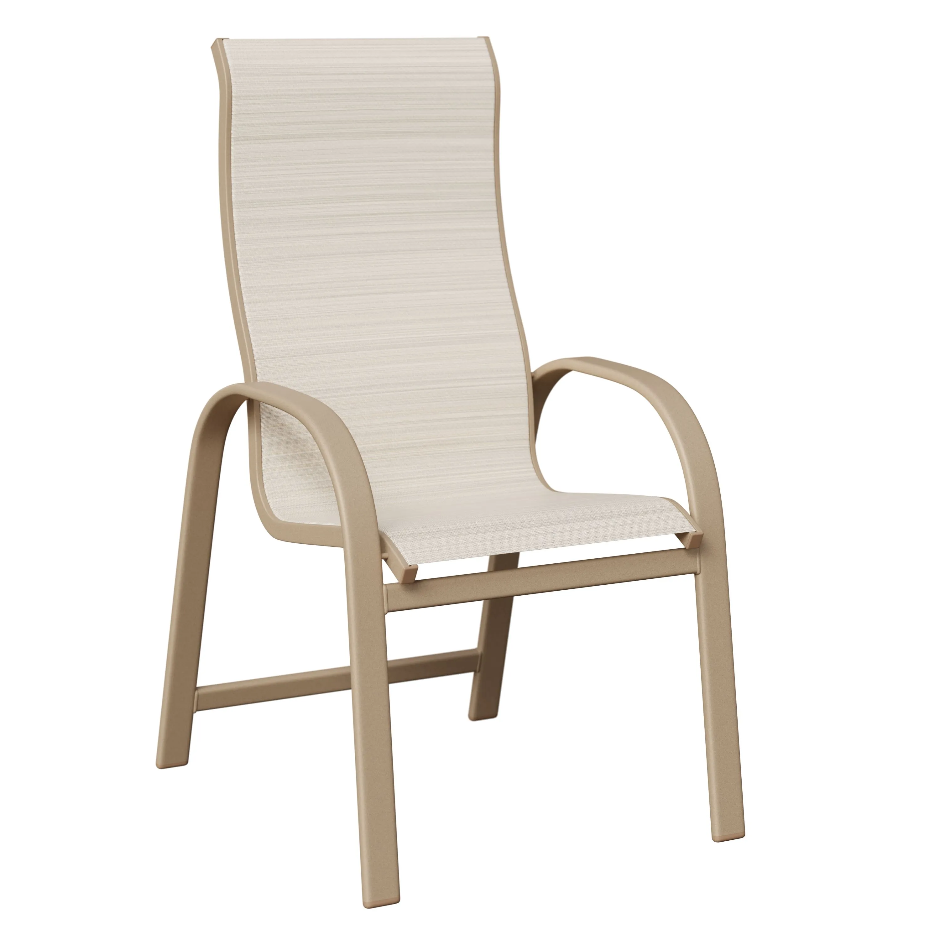 Murphy High Back Aluminum+Sling Dining Chair by Berlin Gardens - Sahara Speckle, Kozo Abalone Murphy High Back Aluminum+Sling Dining Chair by Berlin Gardens - 191-MDHS