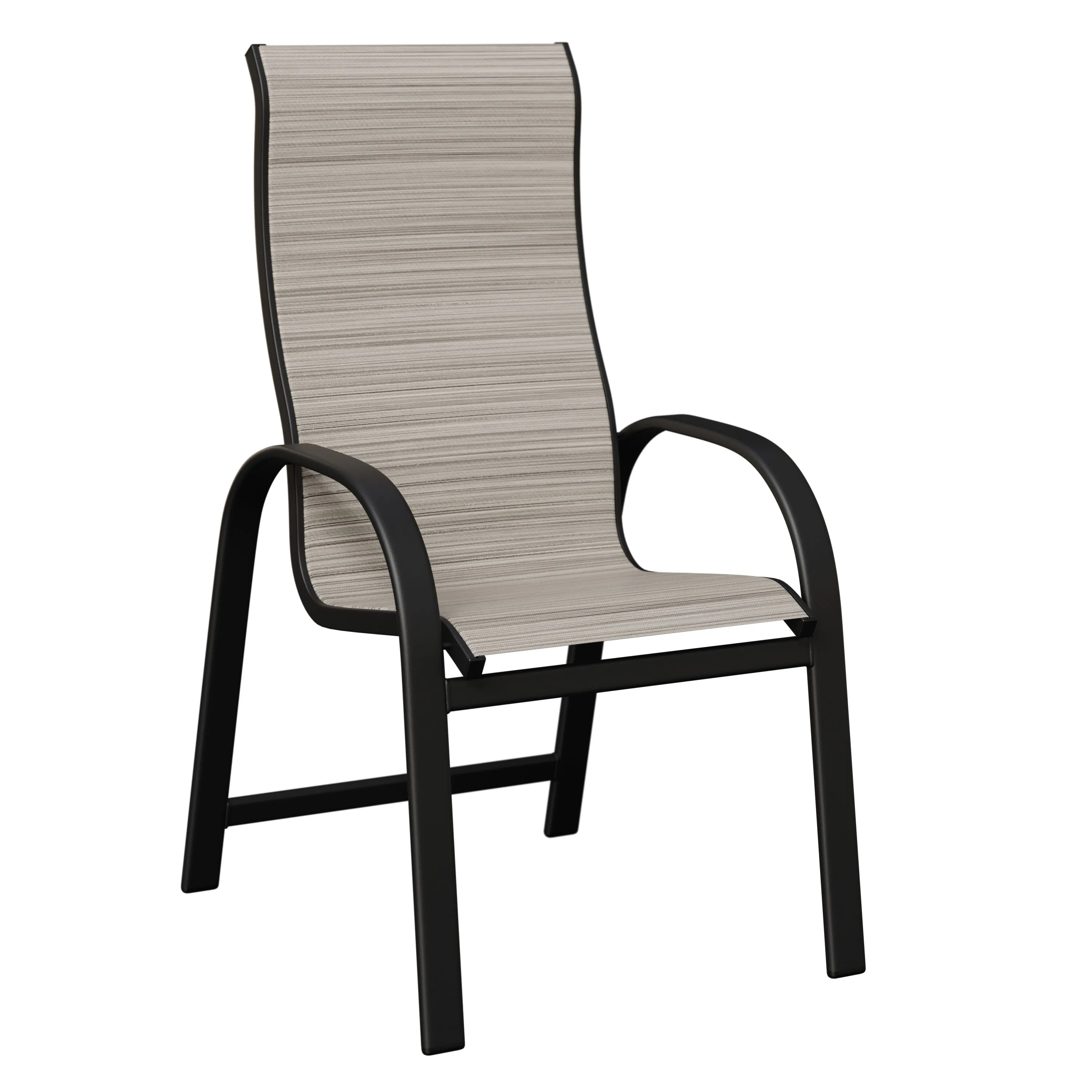Murphy High Back Aluminum+Sling Dining Chair by Berlin Gardens - Black, Kozo Fossil Murphy High Back Aluminum+Sling Dining Chair by Berlin Gardens - 191-MDHS