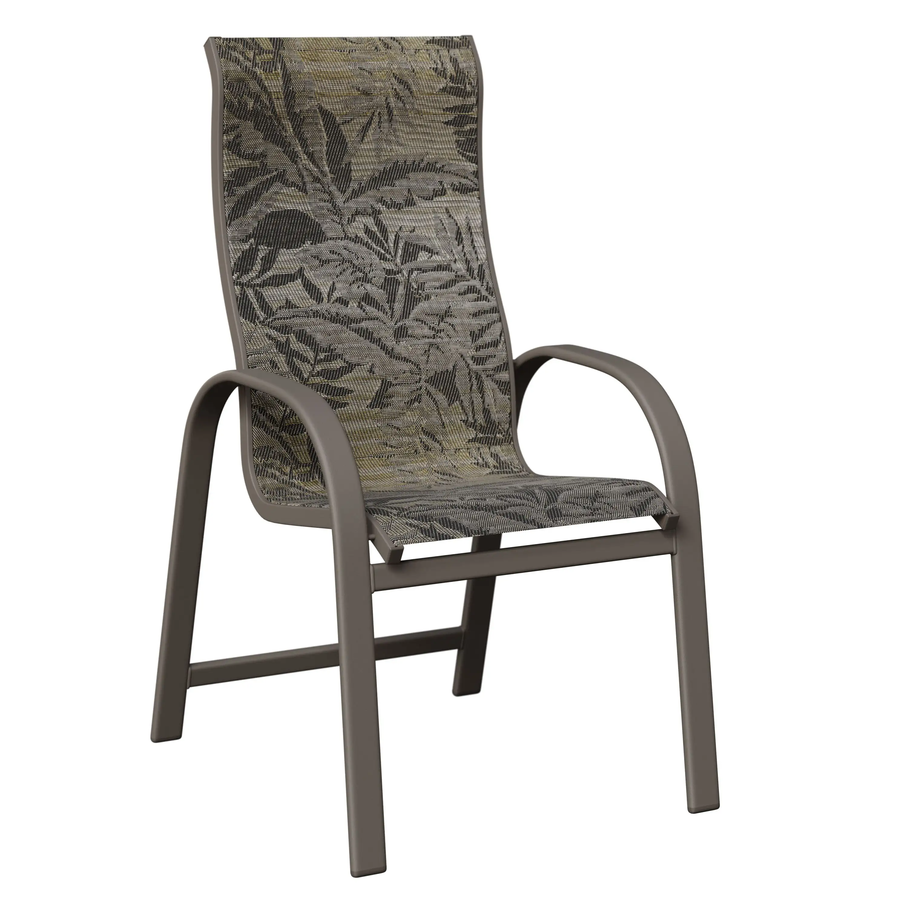 Murphy High Back Aluminum+Sling Dining Chair by Berlin Gardens - Graphite, Sumba Mocha Murphy High Back Aluminum+Sling Dining Chair by Berlin Gardens - 191-MDHS