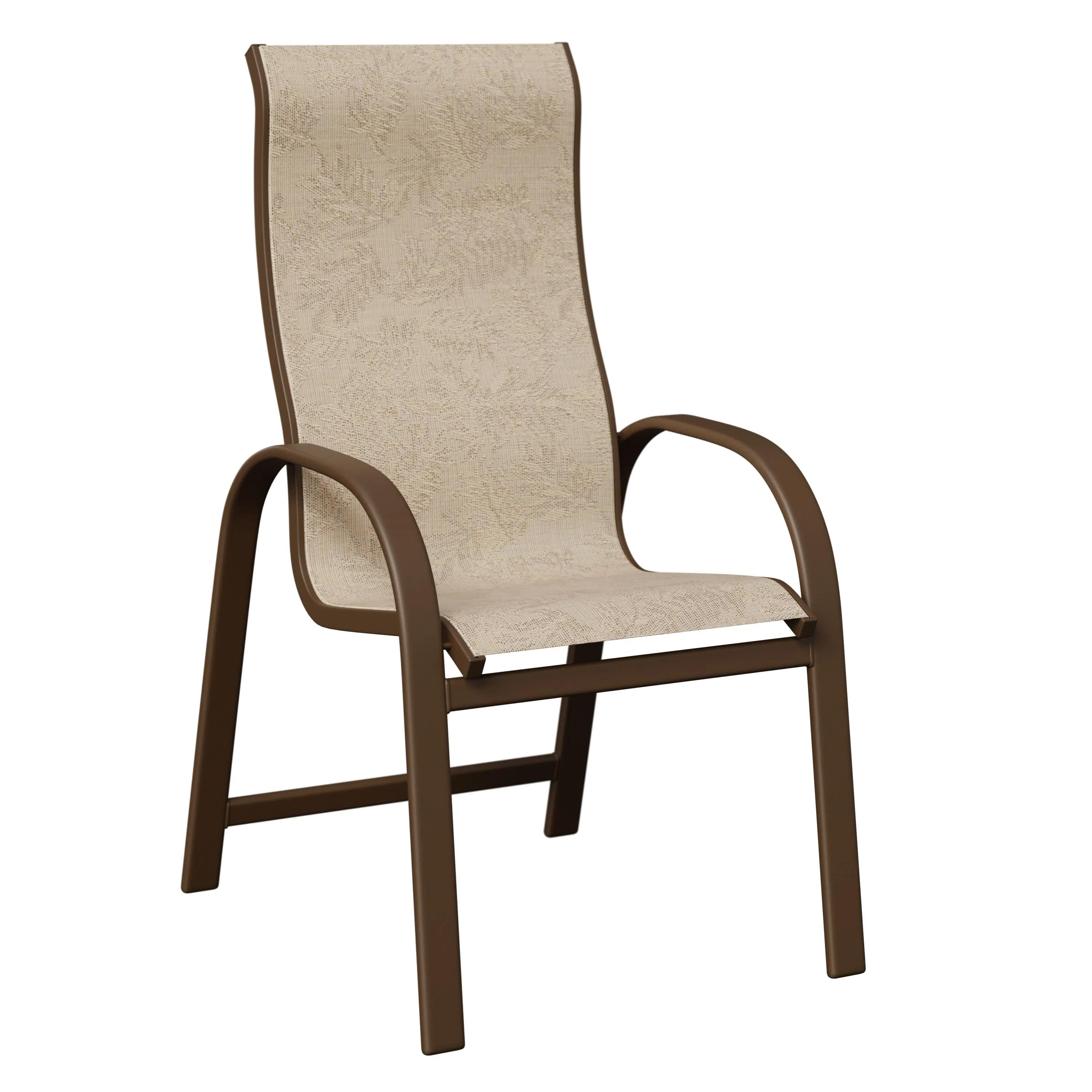 Murphy High Back Aluminum+Sling Dining Chair by Berlin Gardens - Mesquite Wood, Tropic Foliage Murphy High Back Aluminum+Sling Dining Chair by Berlin Gardens - 191-MDHS