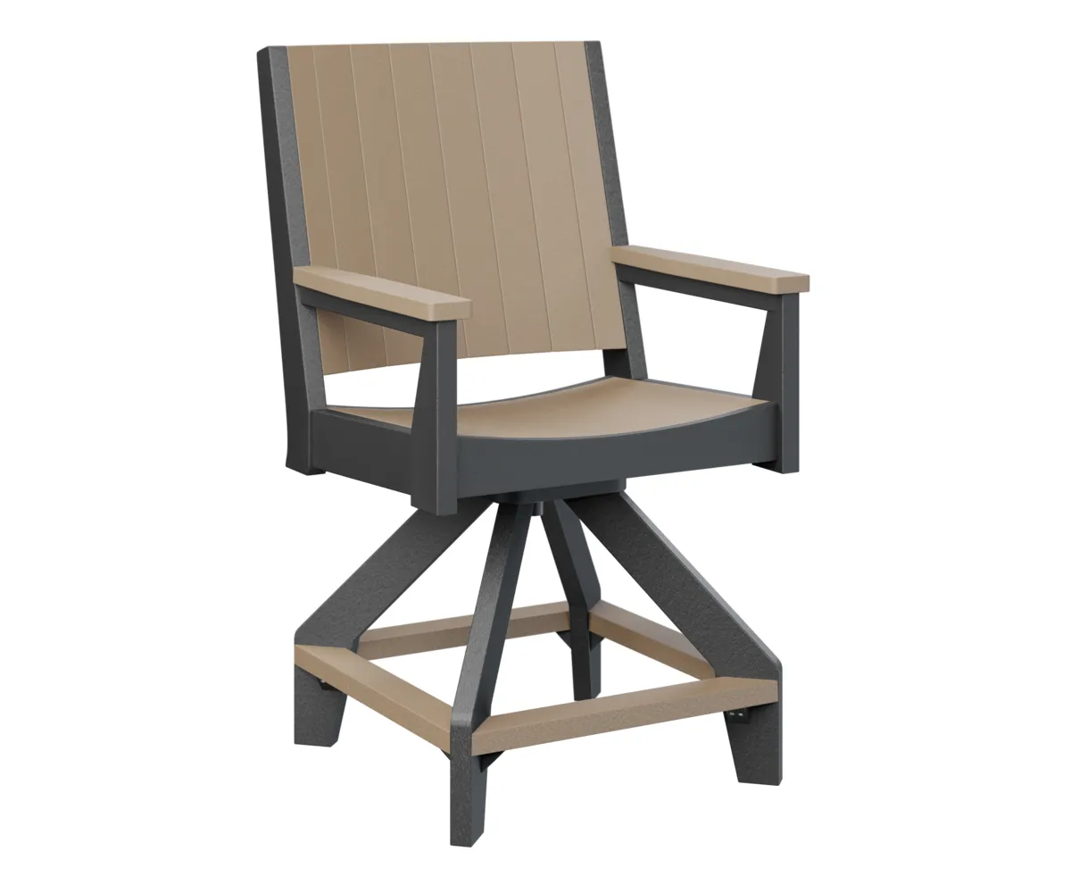 Mayhew Chat Swivel Counter Chair by Berlin Gardens - Weatherwood, Black Mayhew Chat Swivel Counter Chair by Berlin Gardens - 191-MHCSC2644
