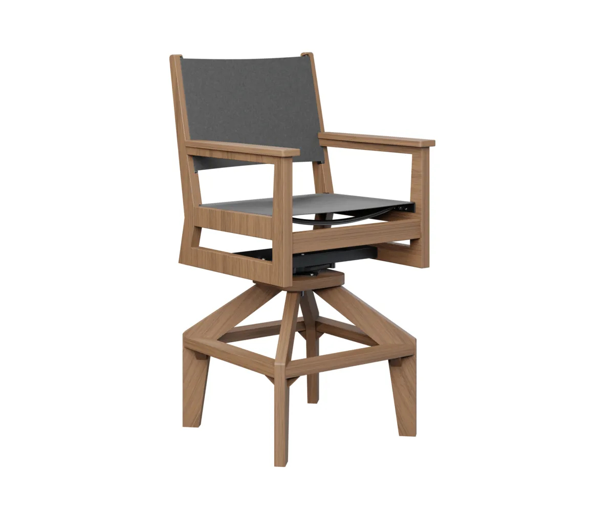 Mayhew Sling Swivel Bar Chair by Berlin Gardens - Antique Mahogany, Augustine Pewter Mayhew Sling Swivel Bar Chair by Berlin Gardens - 191-MHSSB2245
