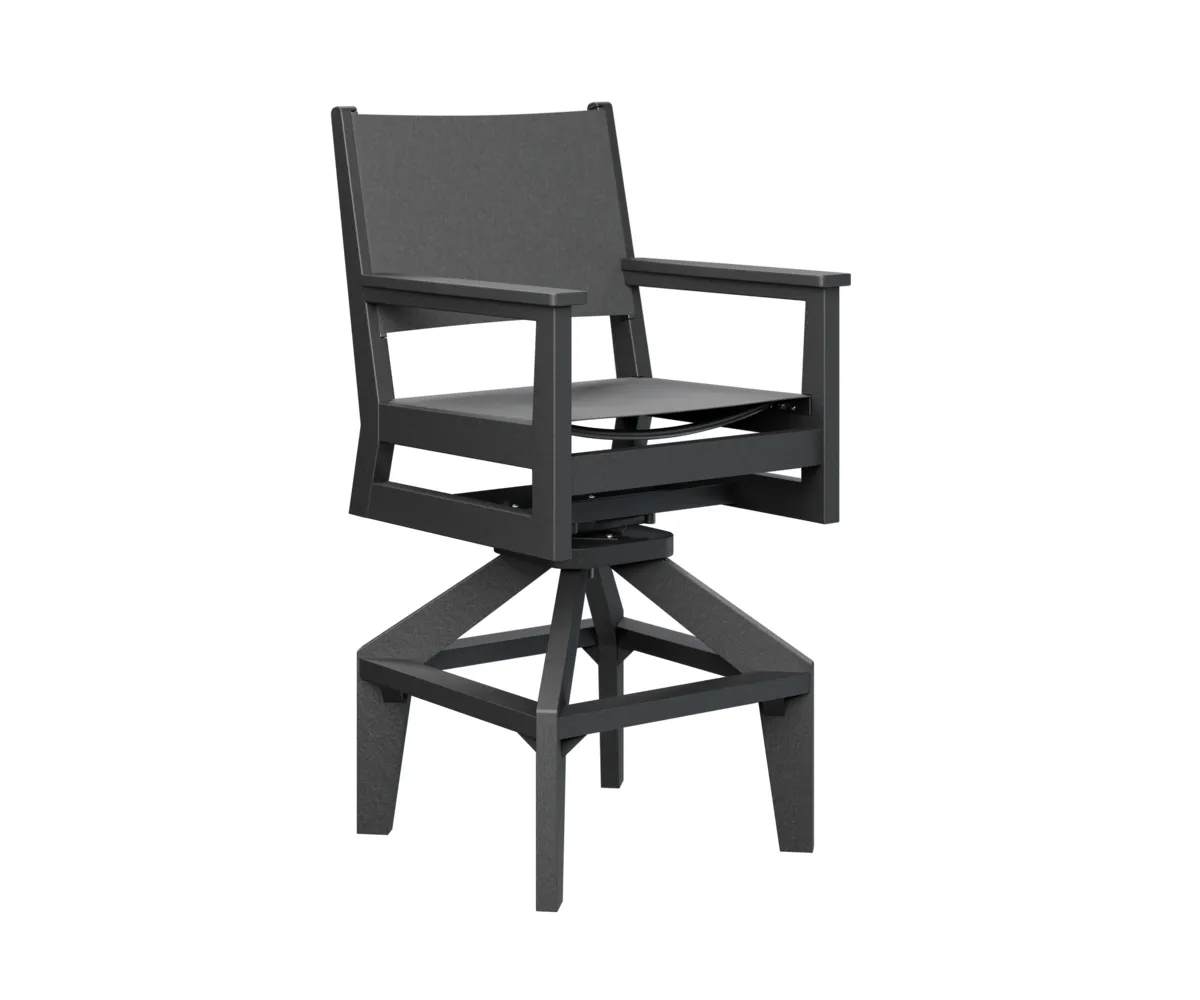 Mayhew Sling Swivel Bar Chair by Berlin Gardens - Black, Augustine Pewter Mayhew Sling Swivel Bar Chair by Berlin Gardens - 191-MHSSB2245