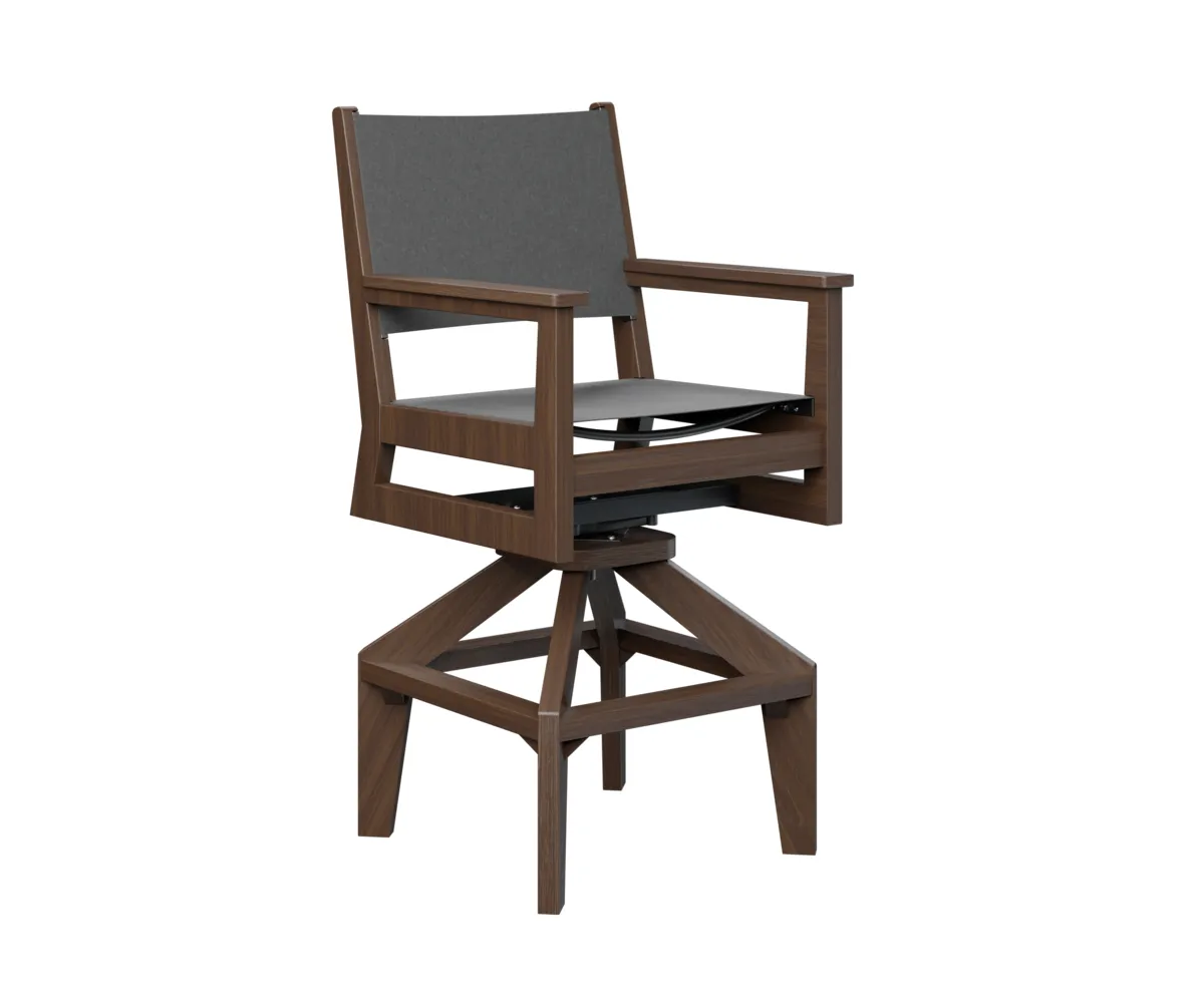 Mayhew Sling Swivel Bar Chair by Berlin Gardens - Brazilian Walnut, Augustine Pewter Mayhew Sling Swivel Bar Chair by Berlin Gardens - 191-MHSSB2245