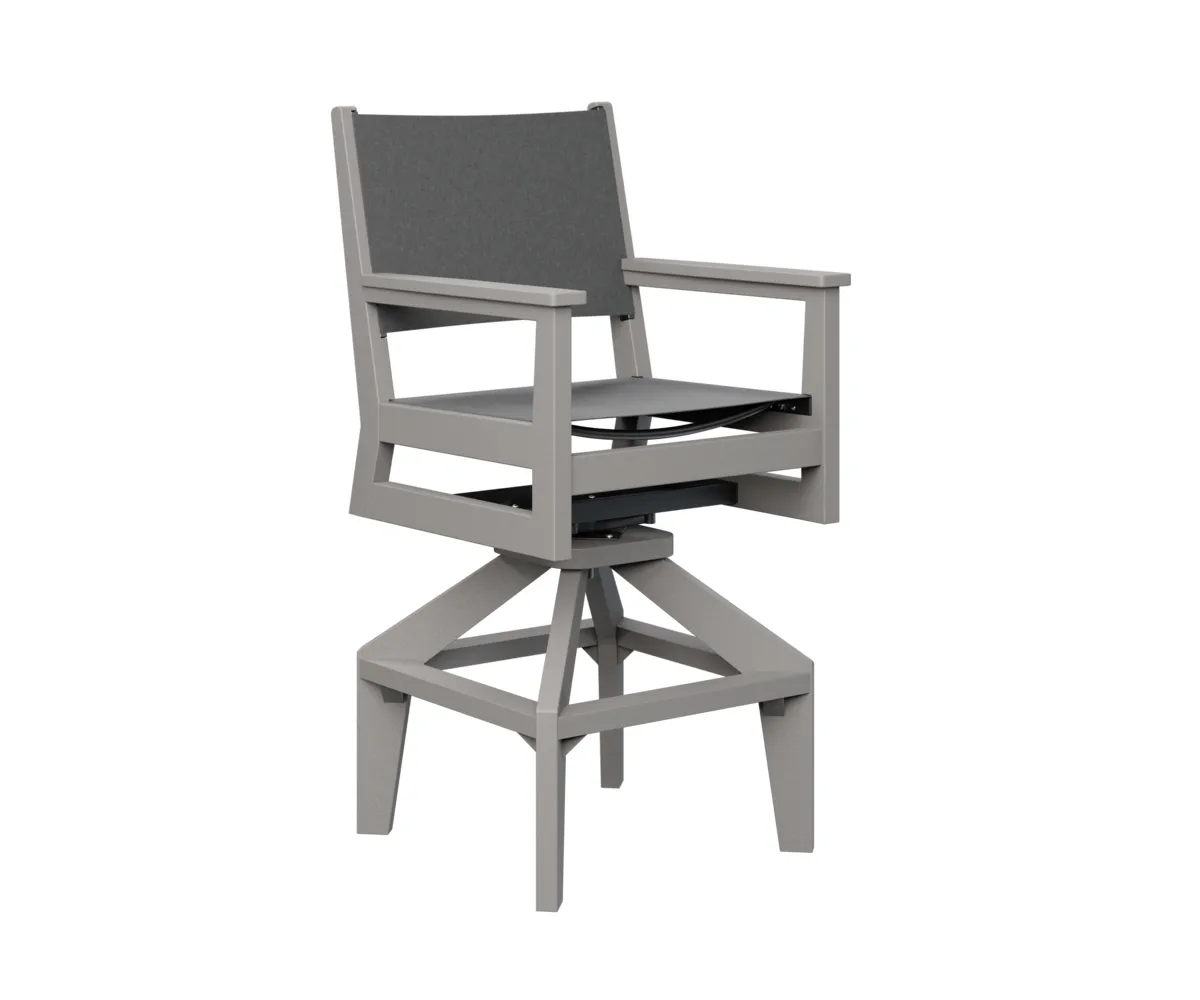 Mayhew Sling Swivel Bar Chair by Berlin Gardens - Light Gray, Augustine Pewter Mayhew Sling Swivel Bar Chair by Berlin Gardens - 191-MHSSB2245
