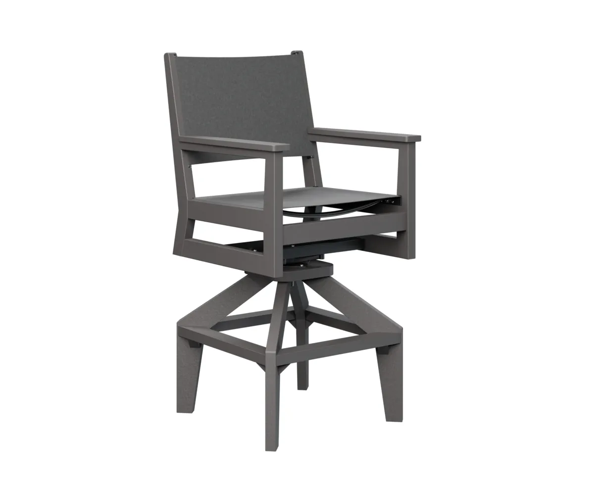Mayhew Sling Swivel Bar Chair by Berlin Gardens - Smoke Gray, Augustine Pewter Mayhew Sling Swivel Bar Chair by Berlin Gardens - 191-MHSSB2245