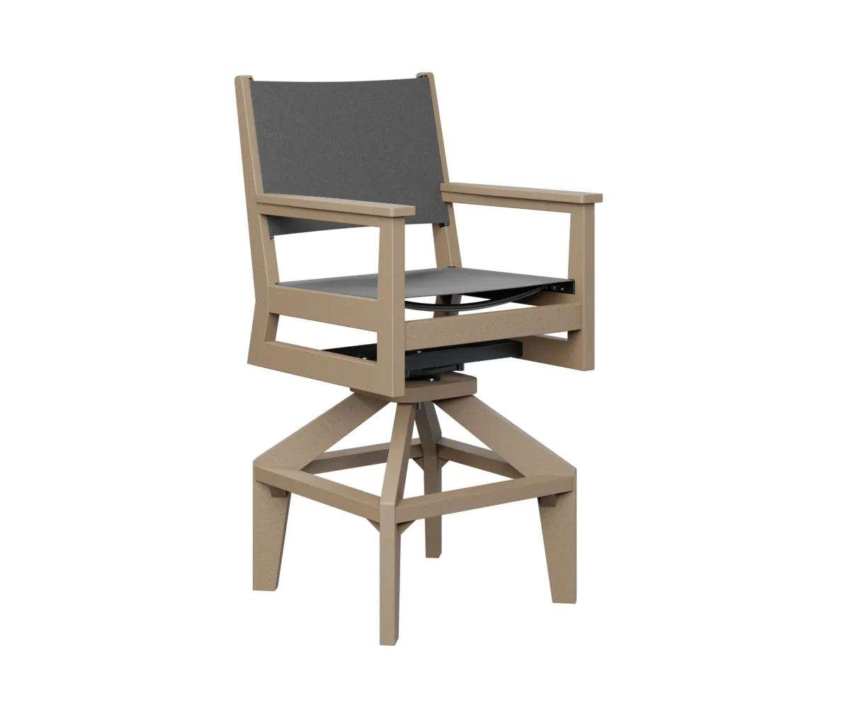 Mayhew Sling Swivel Bar Chair by Berlin Gardens - Weatherwood, Augustine Pewter Mayhew Sling Swivel Bar Chair by Berlin Gardens - 191-MHSSB2245