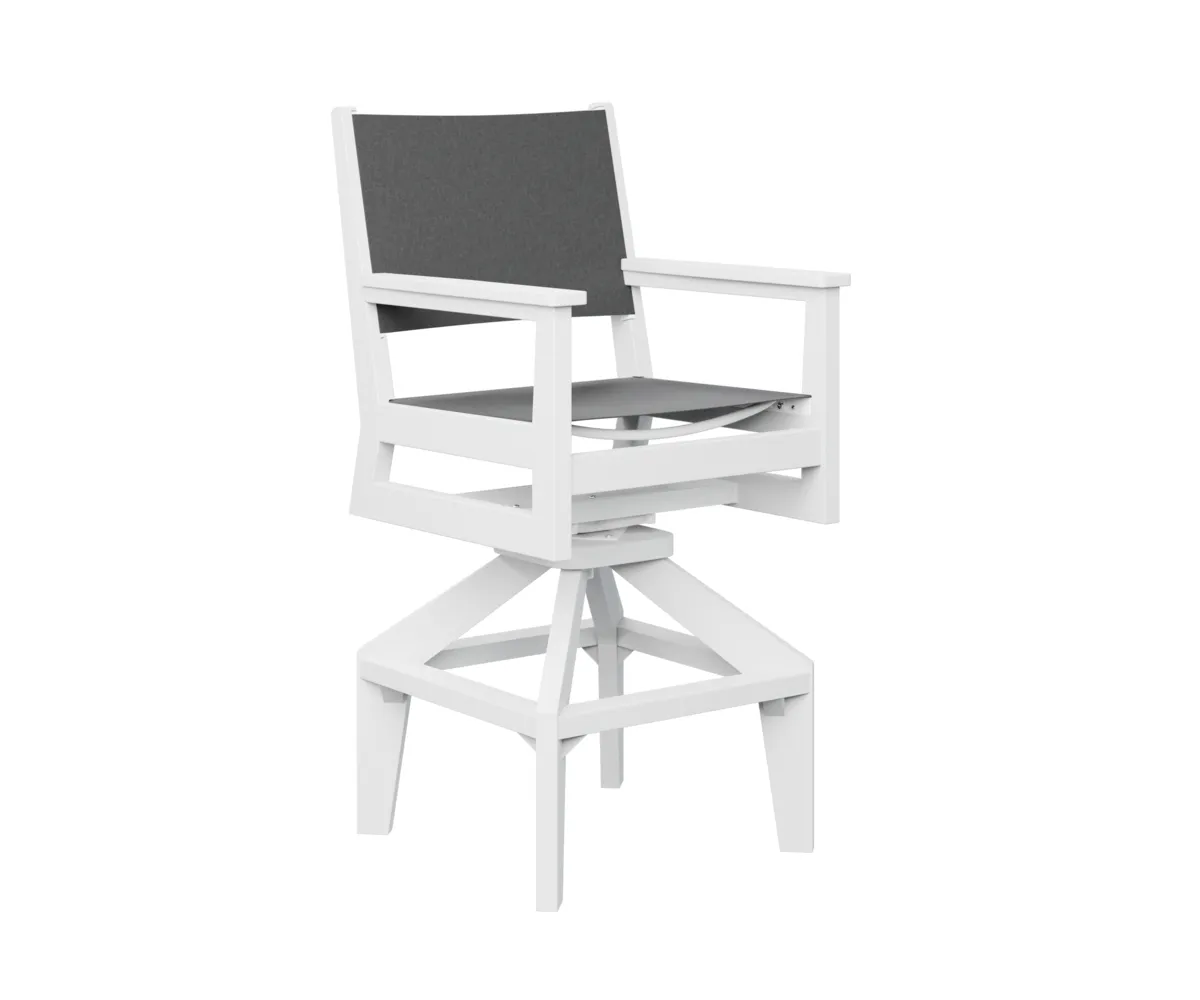 Mayhew Sling Swivel Bar Chair by Berlin Gardens - White, Augustine Pewter Mayhew Sling Swivel Bar Chair by Berlin Gardens - 191-MHSSB2245