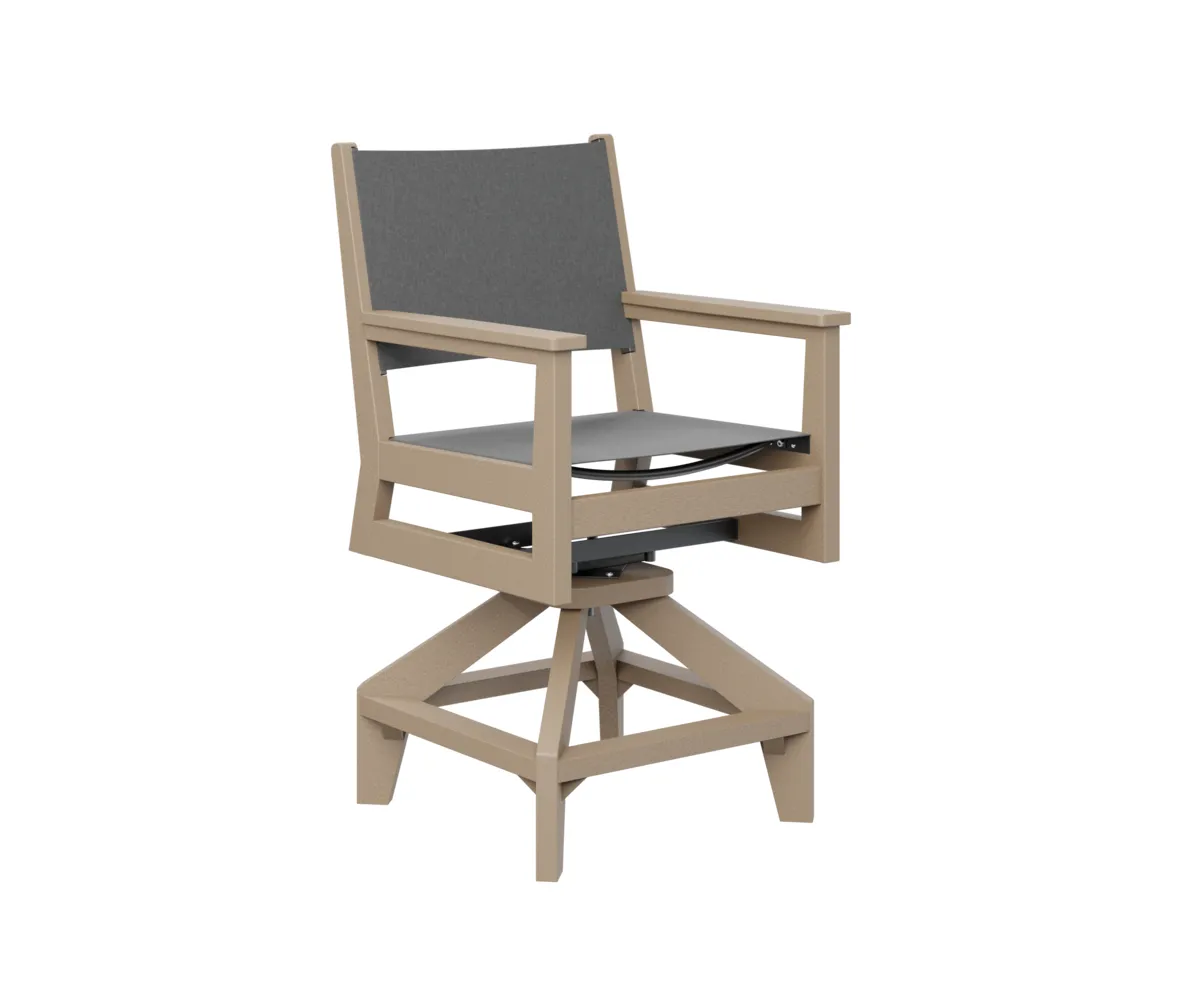 Mayhew Sling Swivel Counter Chair by Berlin Gardens - Weatherwood, Augustine Pewter Mayhew Sling Swivel Counter Chair by Berlin Gardens - 191-MHSSC2241