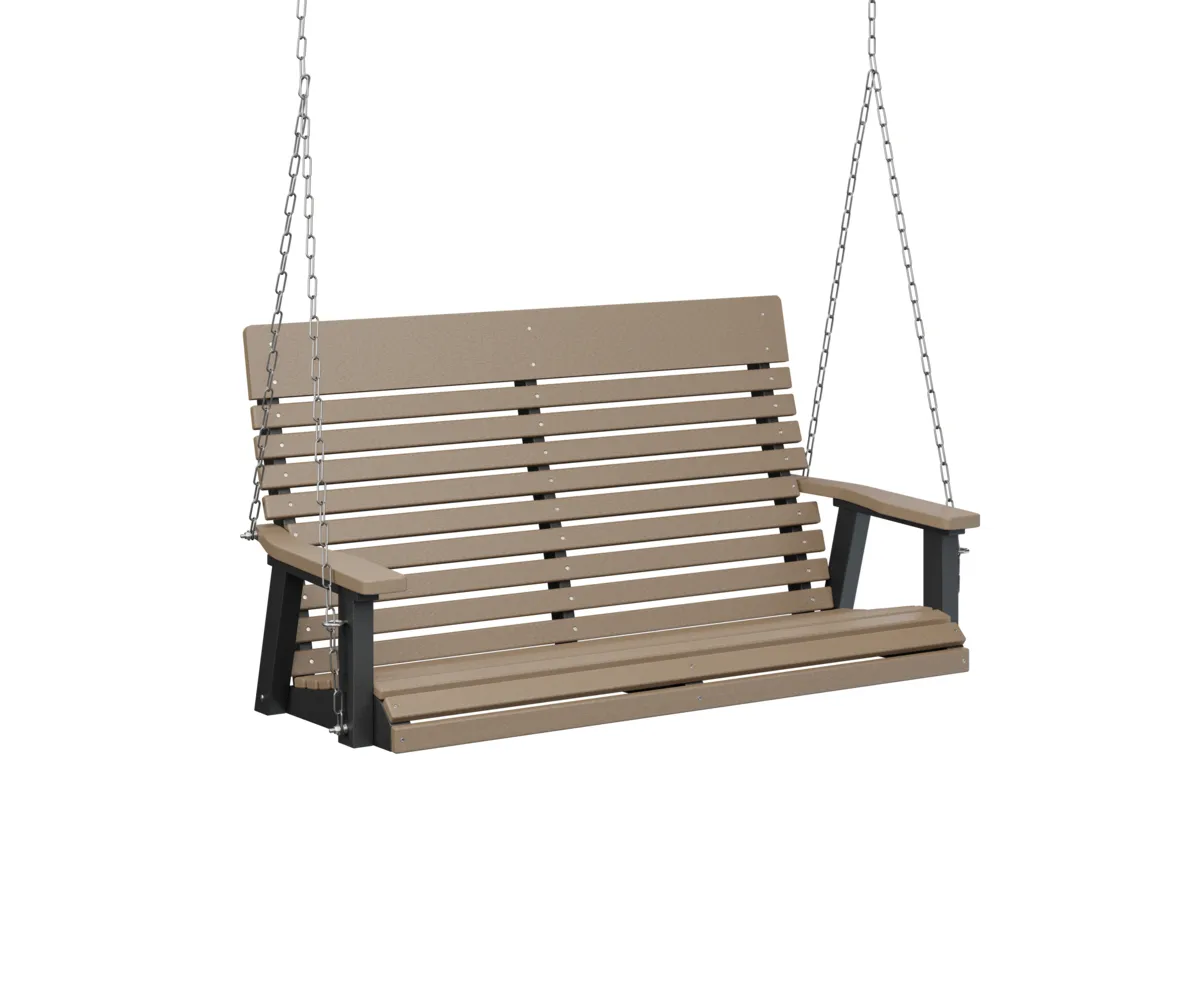 Casual Back Double Swing by Berlin Gardens - Weatherwood, Black Casual Back Double Swing by Berlin Gardens - 191-PLTS4800SS