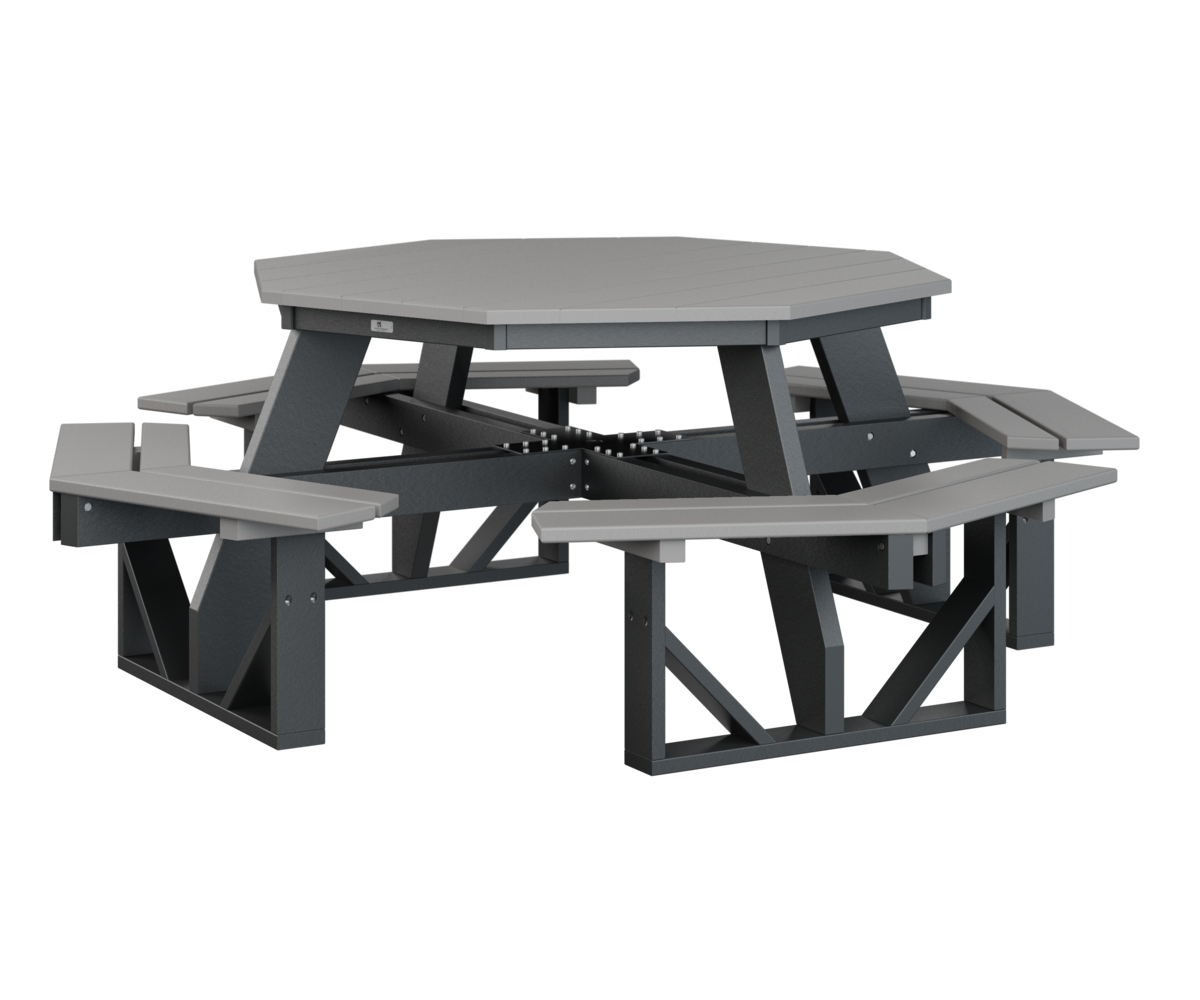 Octagon Picnic Table by Berlin Gardens - Light Gray, Black Octagon Picnic Table by Berlin Gardens - 191-POPT5184