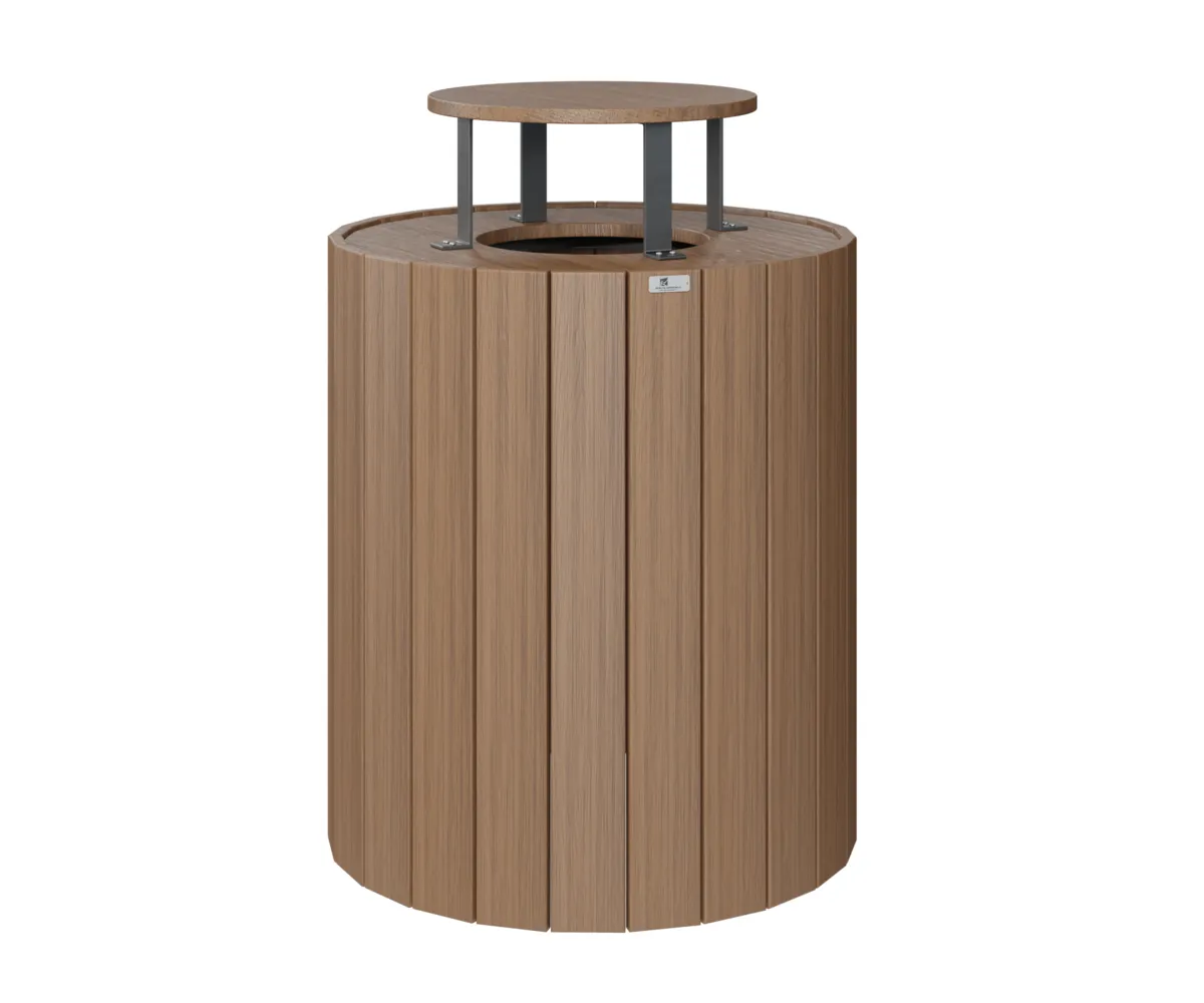 Rain Guard for Round Trash Can by Berlin Gardens - Antique Mahogany Rain Guard for Round Trash Can by Berlin Gardens - 191-RG717