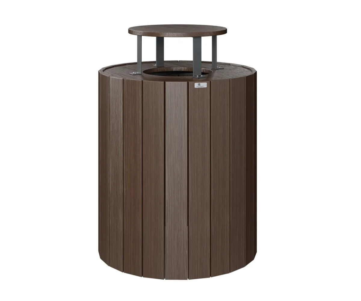 Rain Guard for Round Trash Can by Berlin Gardens - Brazilian Walnut Rain Guard for Round Trash Can by Berlin Gardens - 191-RG717