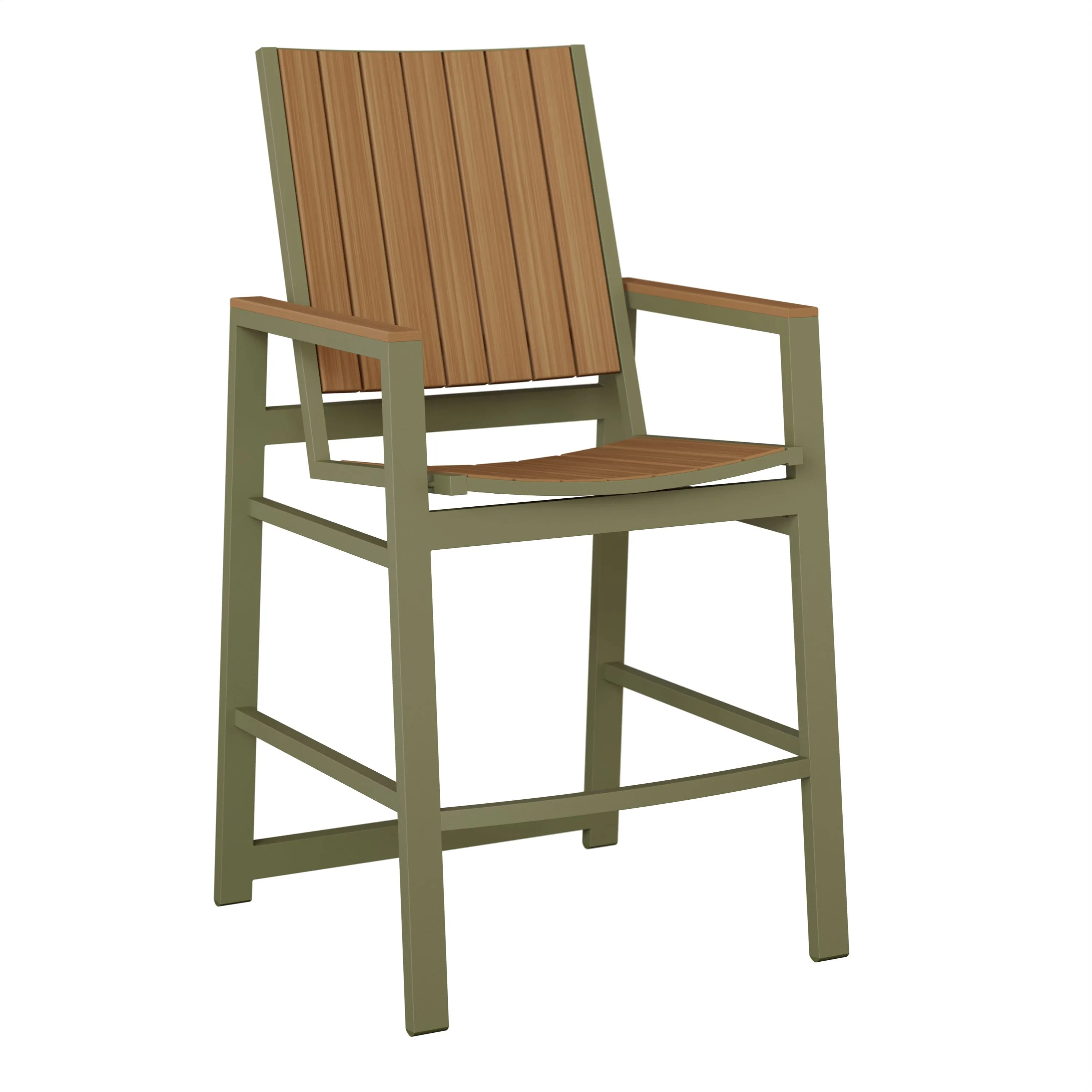 Vida Aluminum+Poly Bar Chair by Berlin Gardens - Sage Green, Natural Teak Vida Aluminum+Poly Bar Chair by Berlin Gardens - 191-VBP