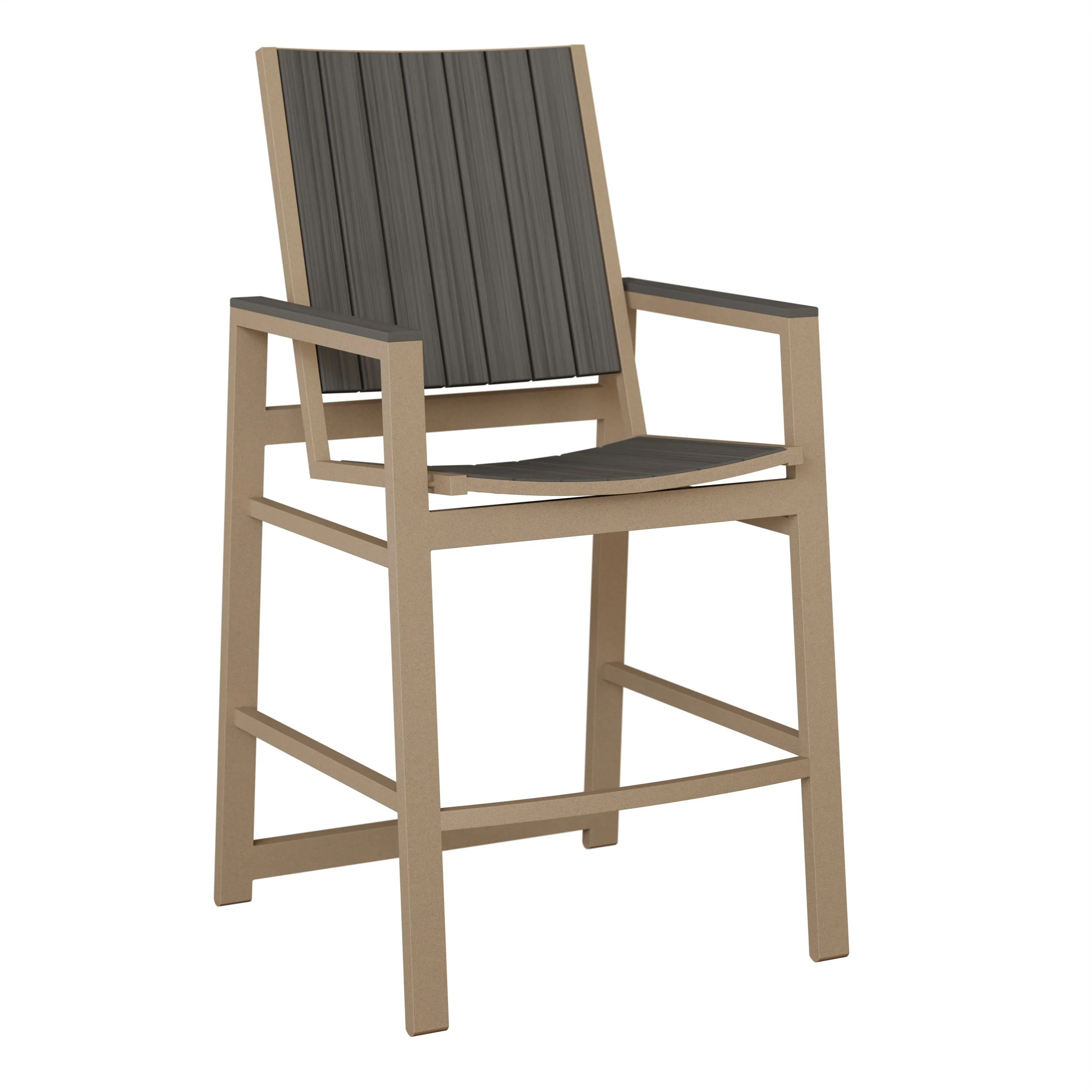 Vida Aluminum+Poly Bar Chair by Berlin Gardens - Oak Wood Vein, Coastal Gray Vida Aluminum+Poly Bar Chair by Berlin Gardens - 191-VBP