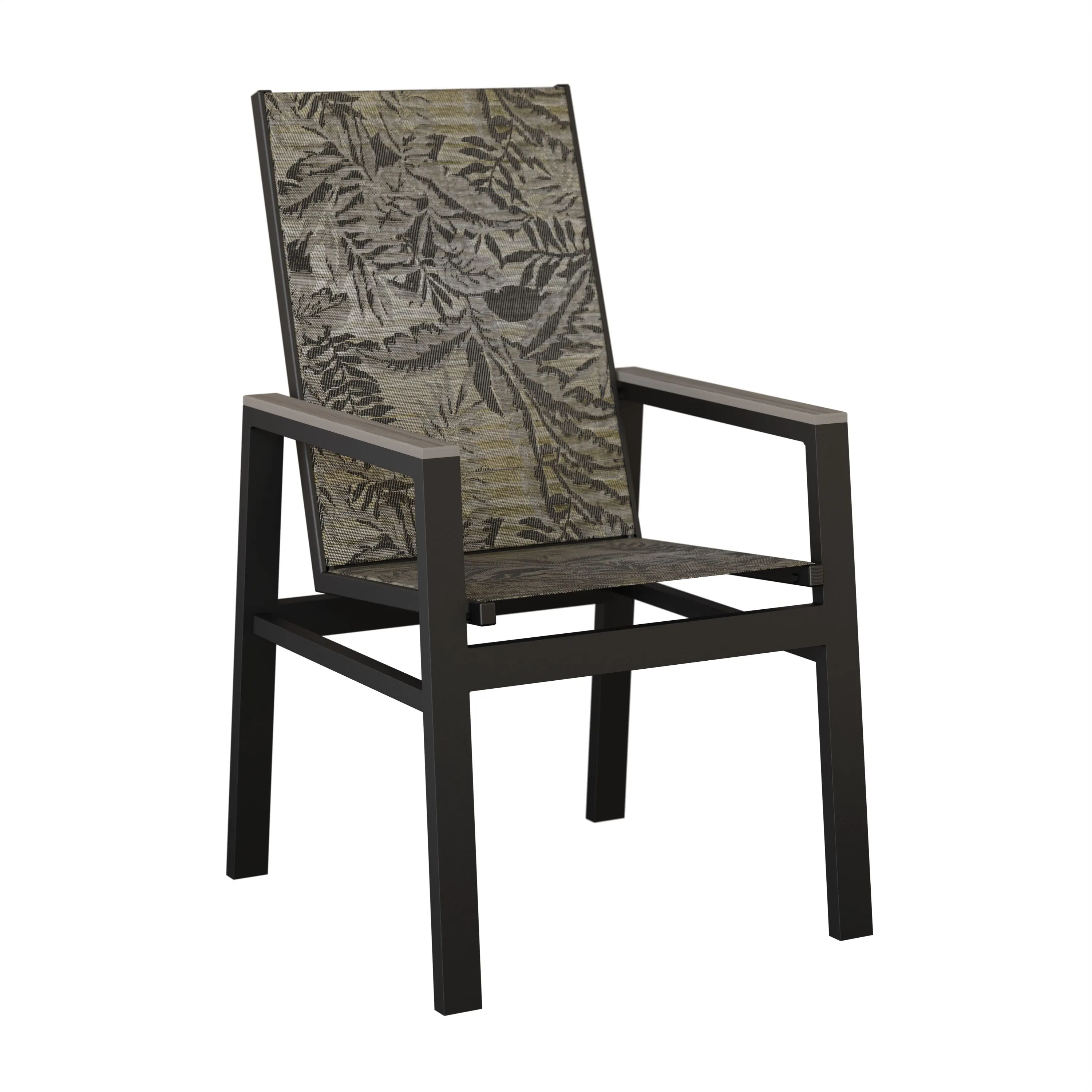 Vida High Back Aluminum+Sling Dining Chair by Berlin Gardens - Black, Sumba Mocha, Driftwood Gray Vida High Back Aluminum+Sling Dining Chair by Berlin Gardens - 191-VDHS