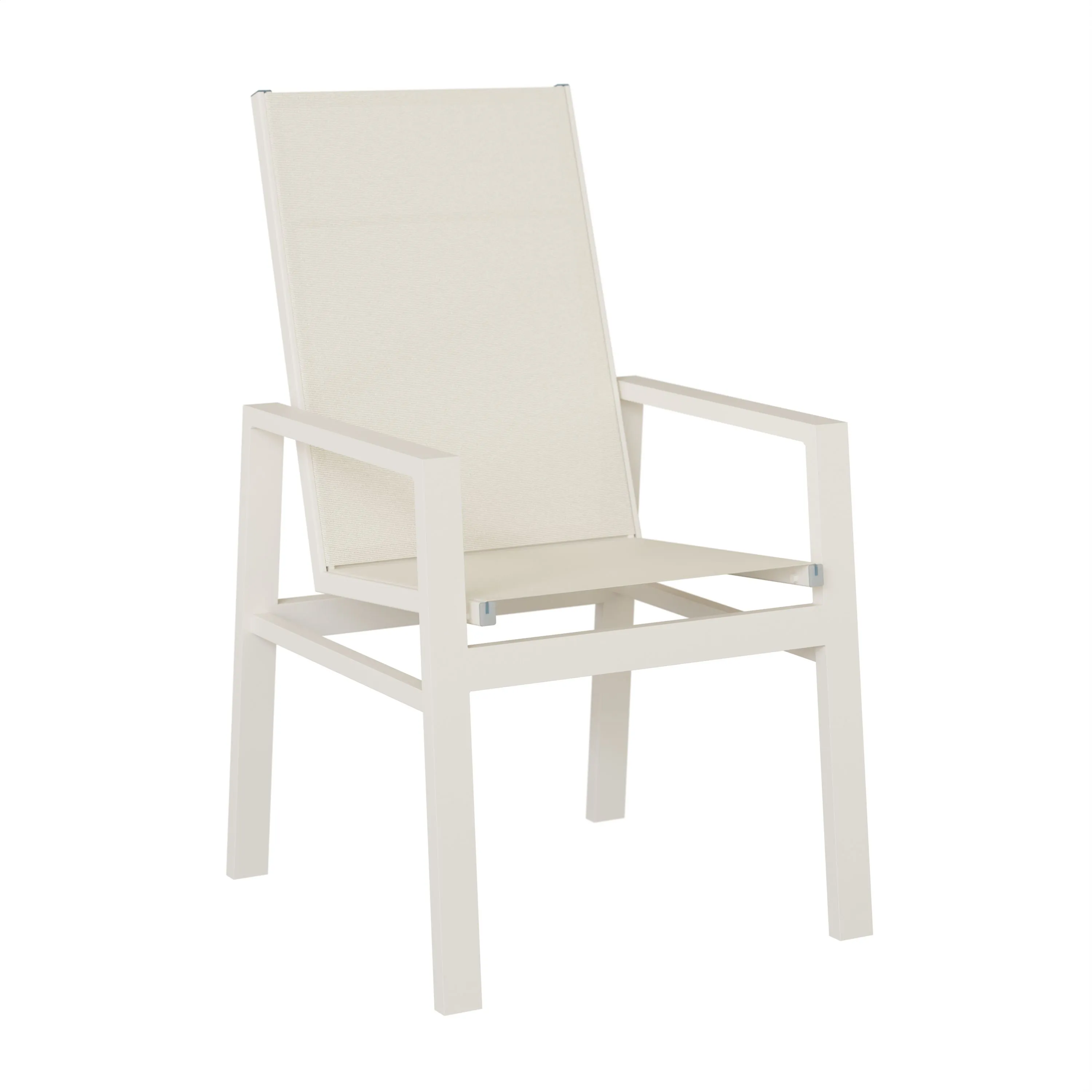 Vida High Back Aluminum+Sling Dining Chair by Berlin Gardens - White, Sailing Salt, None Vida High Back Aluminum+Sling Dining Chair by Berlin Gardens - 191-VDHS