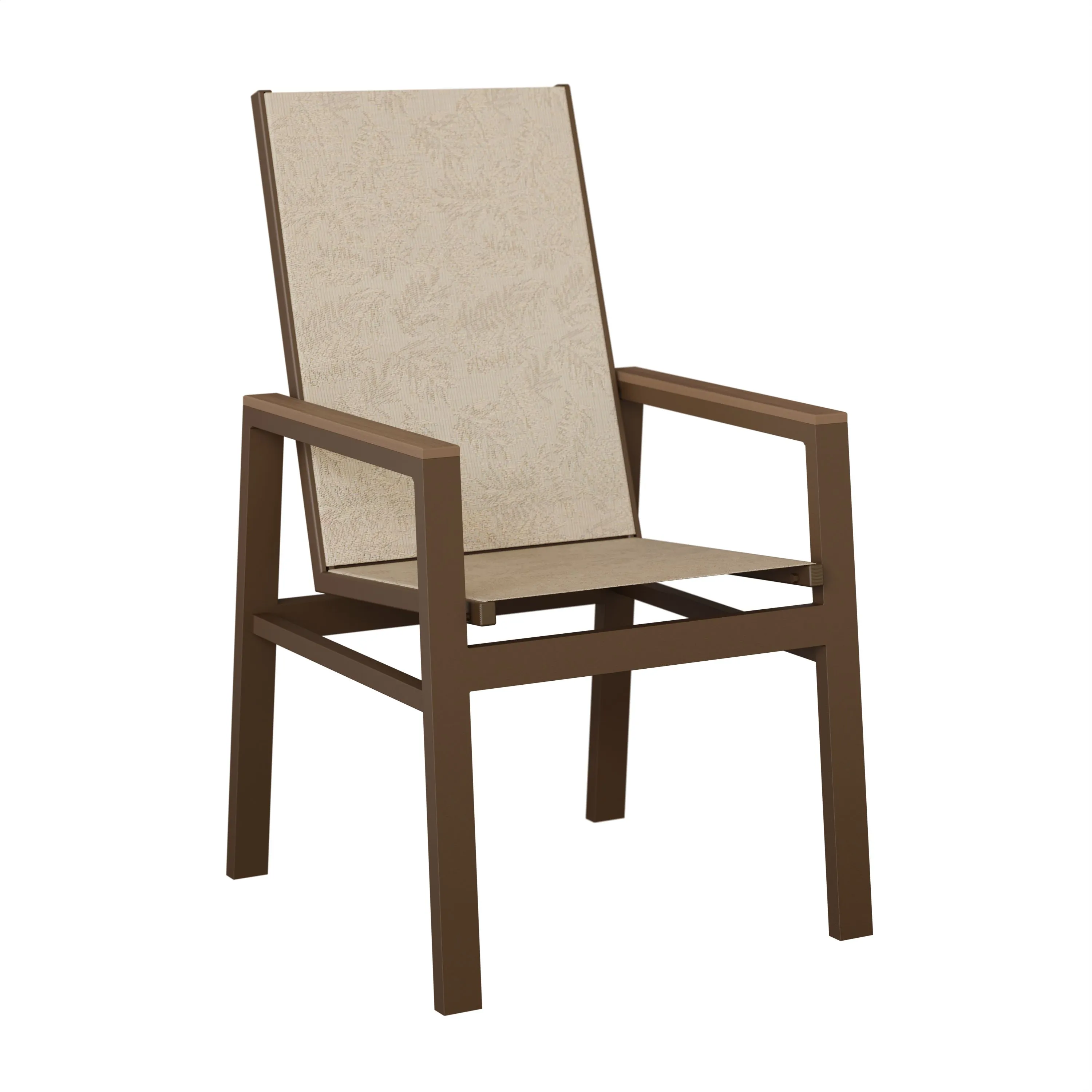 Vida High Back Aluminum+Sling Dining Chair by Berlin Gardens - Mesquite Wood, Tropic Foliage, Antique Mahogany Vida High Back Aluminum+Sling Dining Chair by Berlin Gardens - 191-VDHS