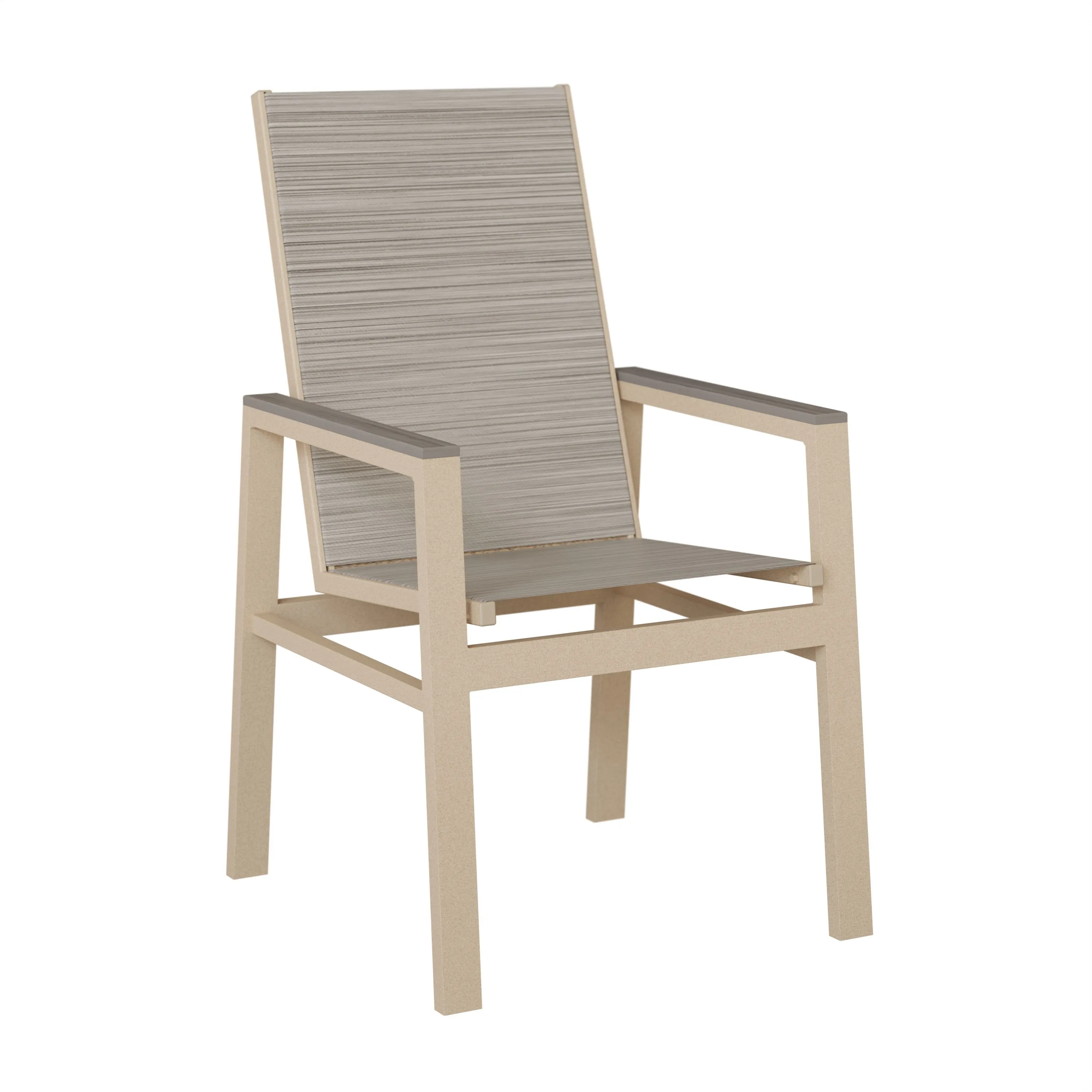 Vida High Back Aluminum+Sling Dining Chair by Berlin Gardens - Luna Multi, Kozo Fossil, Driftwood Gray Vida High Back Aluminum+Sling Dining Chair by Berlin Gardens - 191-VDHS