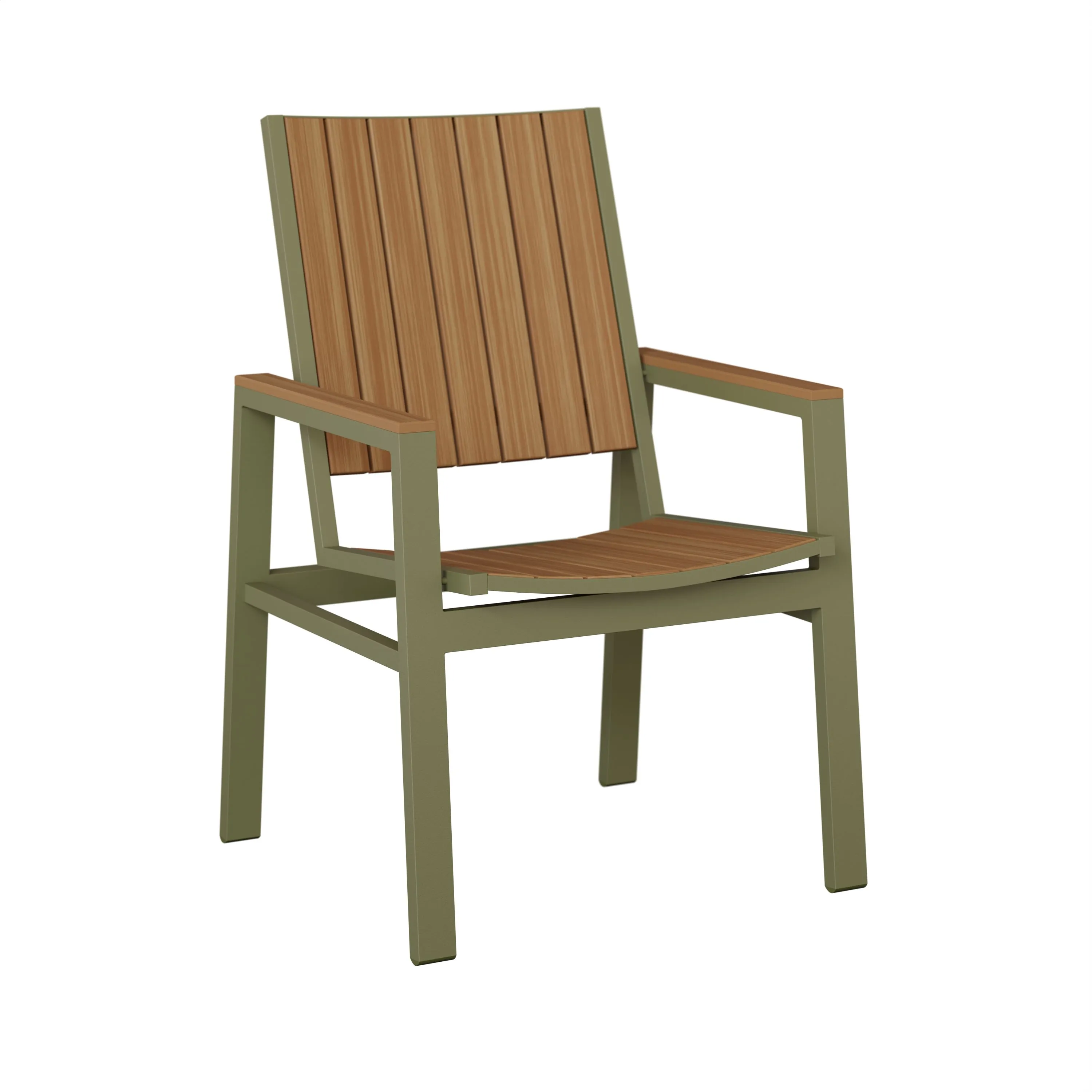 Vida Aluminum+Poly Dining Chair by Berlin Gardens - Sage Green, Natural Teak Vida Aluminum+Poly Dining Chair by Berlin Gardens - 191-VDP