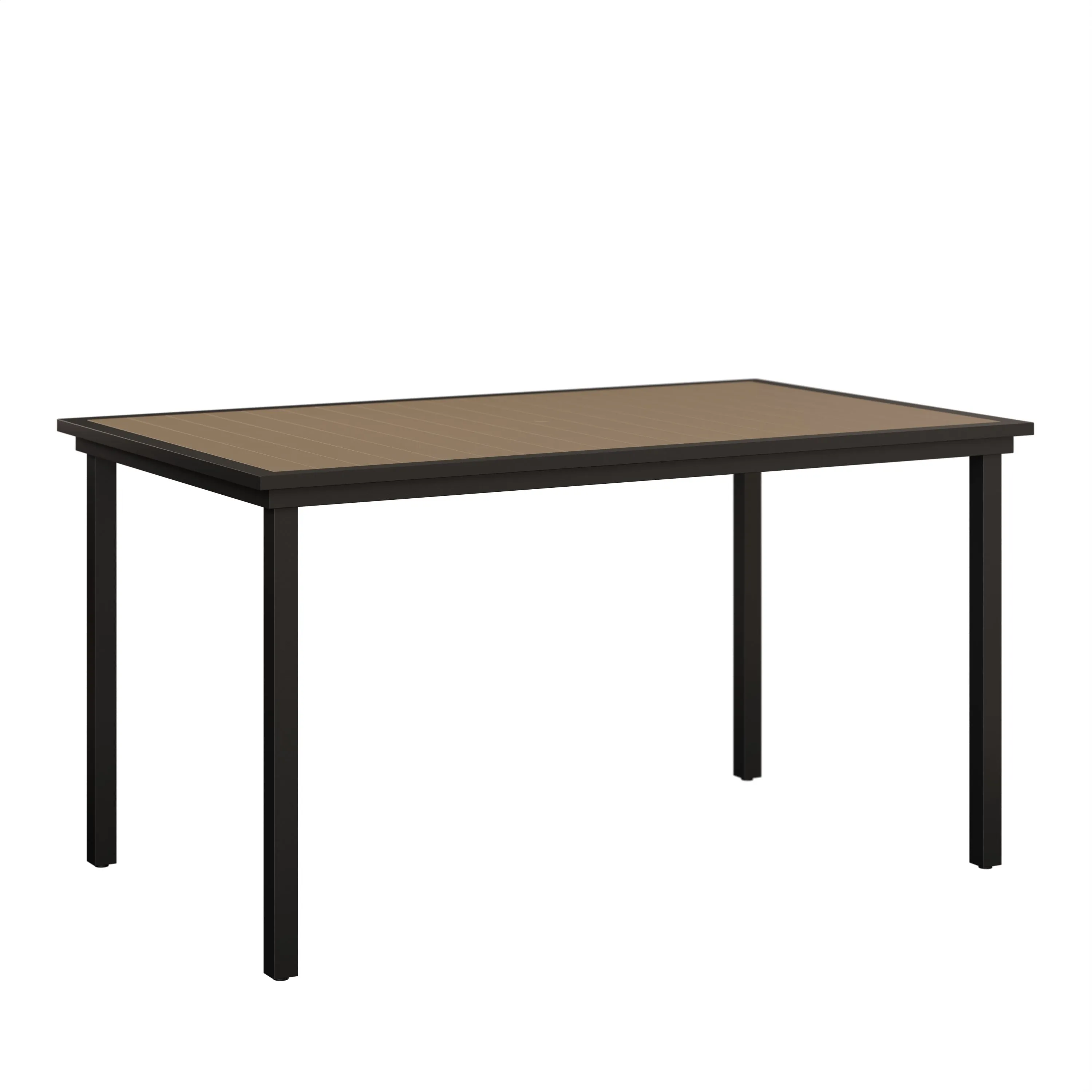 Vida 44" X 73" Aluminum+Poly Bar Table by Berlin Gardens - Weatherwood, Black Vida 44" X 73" Aluminum+Poly Bar Table by Berlin Gardens - 191-VPRT4473B