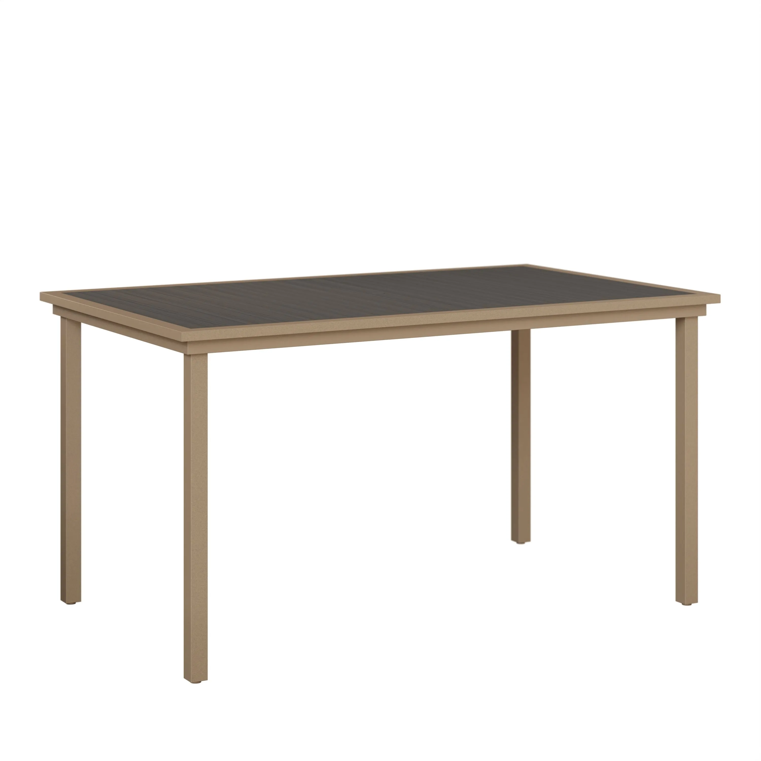 Vida 44" X 73" Aluminum+Poly Bar Table by Berlin Gardens - Coastal Gray, Oak Wood Vein Vida 44" X 73" Aluminum+Poly Bar Table by Berlin Gardens - 191-VPRT4473B