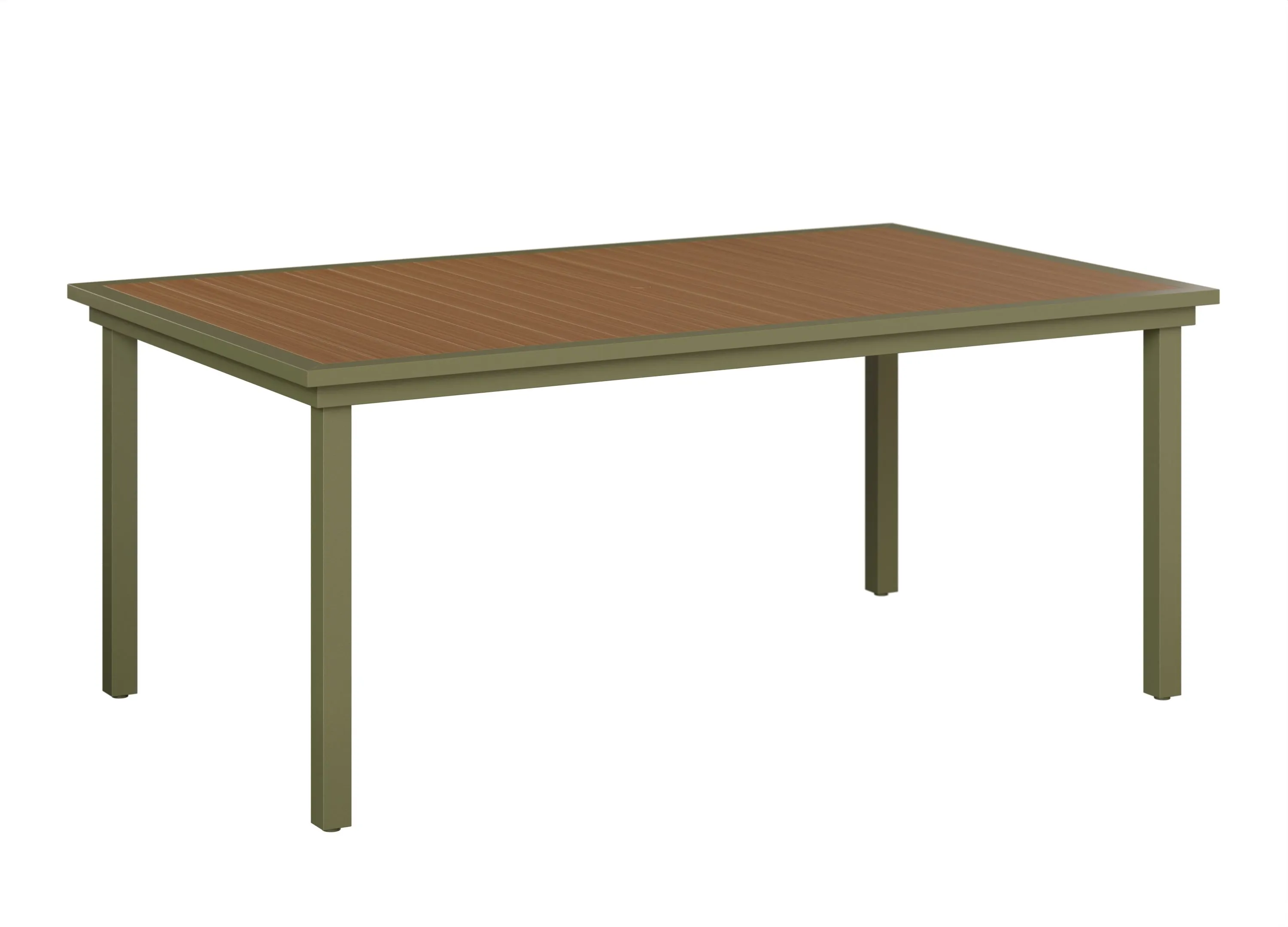 Vida 44" X 73" Aluminum+Poly Dining Table by Berlin Gardens - Natural Teak, Sage Green Vida 44" X 73" Aluminum+Poly Dining Table by Berlin Gardens - 191-VPRT4473D