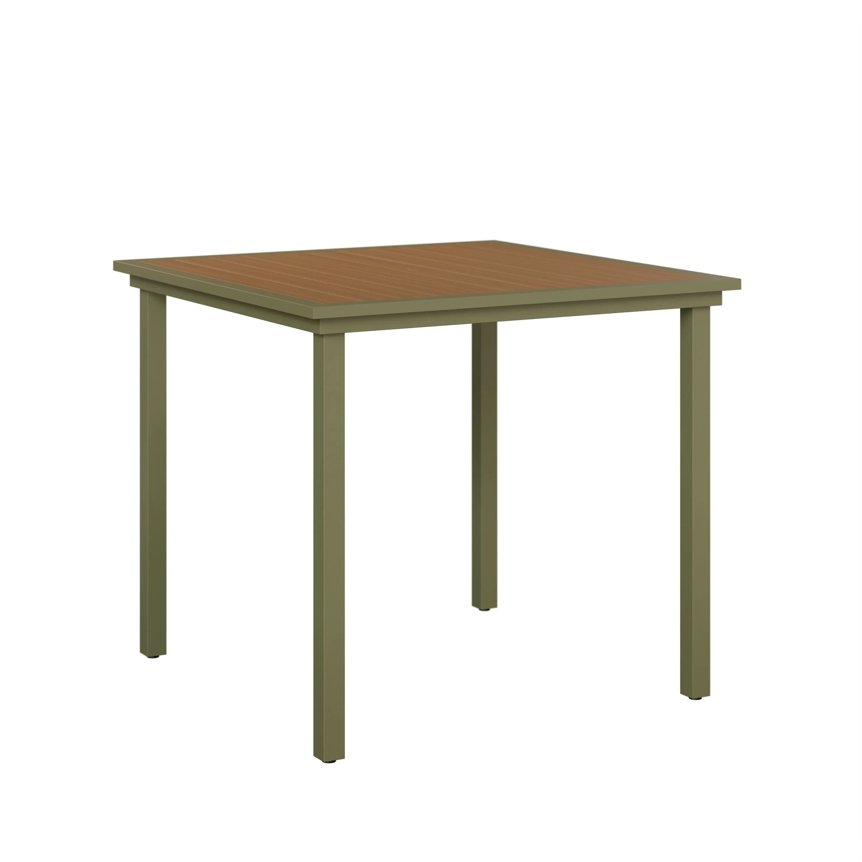 Vida Poly 44" Aluminum Square Bar Table by Berlin Gardens - Natural Teak, Sage Green Vida Poly 44" Aluminum Square Bar Table by Berlin Gardens - 191-VPST0044B
