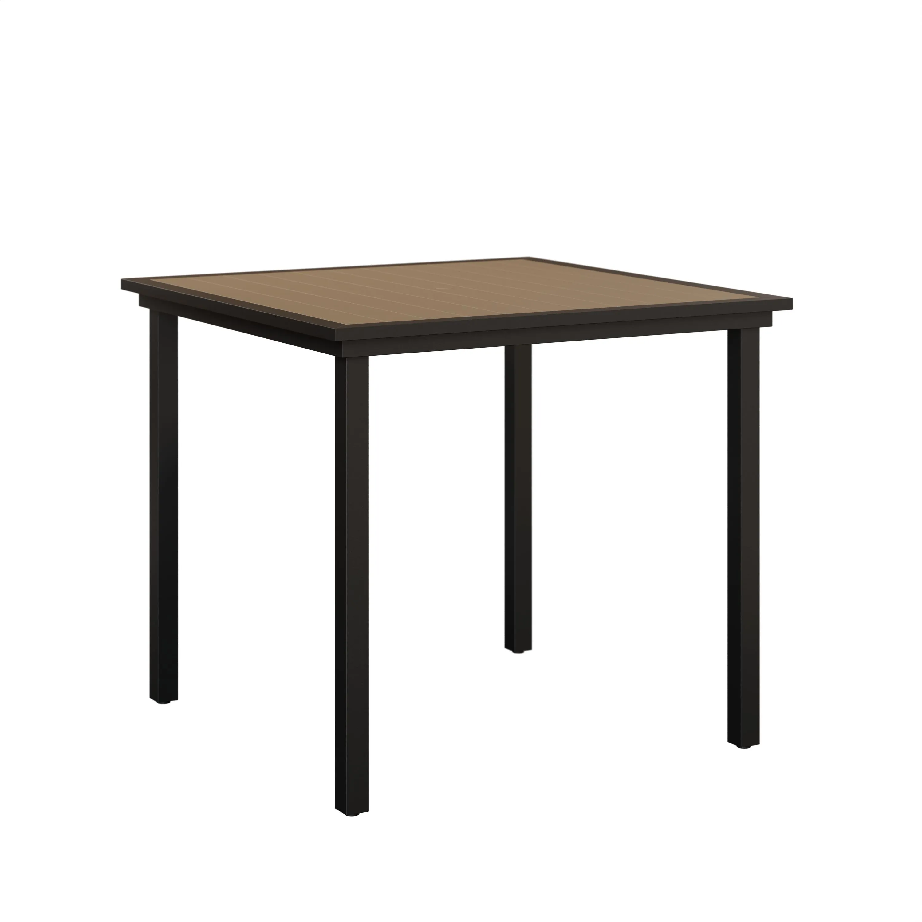 Vida Poly 44" Aluminum Square Bar Table by Berlin Gardens - Weatherwood, Black Vida Poly 44" Aluminum Square Bar Table by Berlin Gardens - 191-VPST0044B