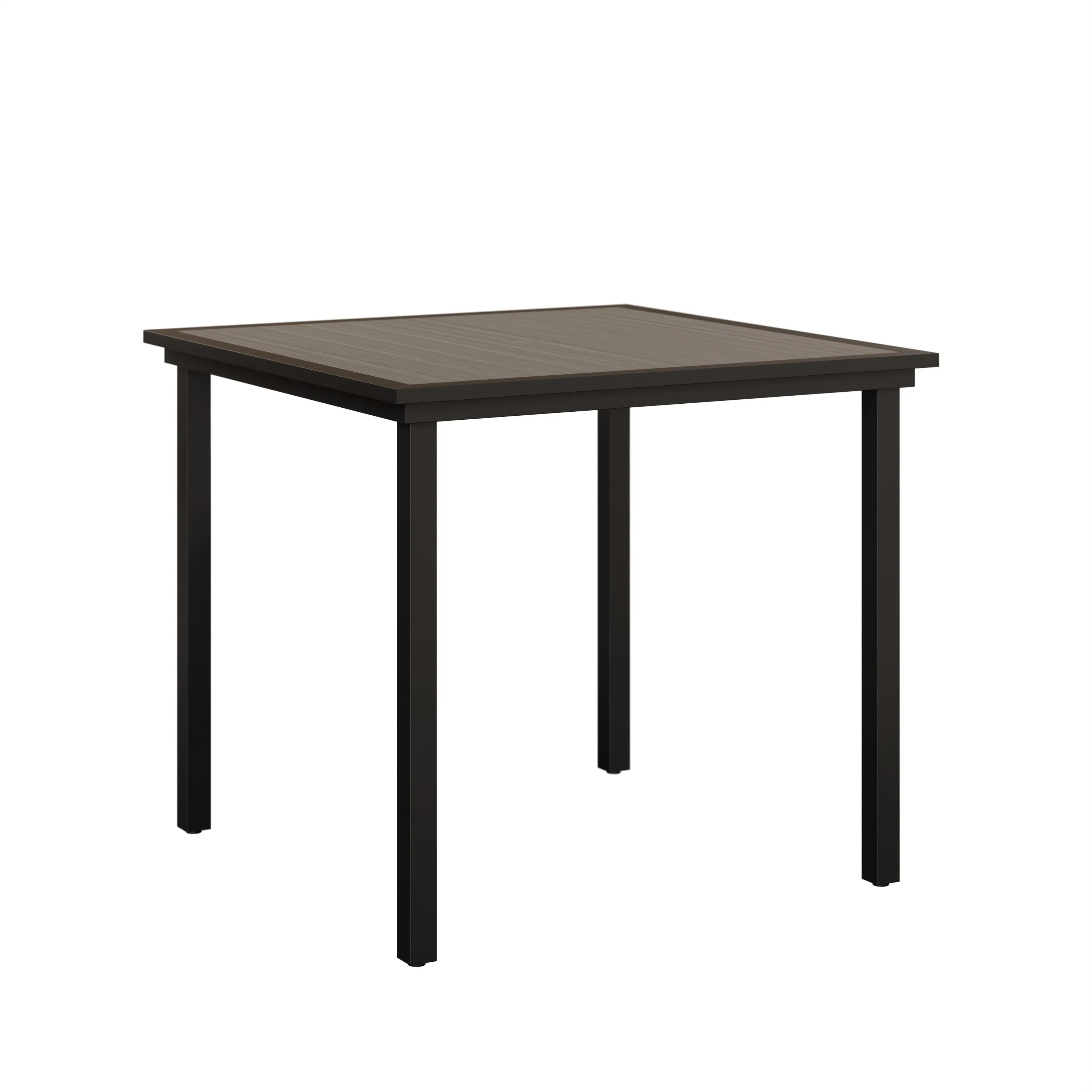 Vida Poly 44" Aluminum Square Bar Table by Berlin Gardens - Driftwood Gray, Black Vida Poly 44" Aluminum Square Bar Table by Berlin Gardens - 191-VPST0044B