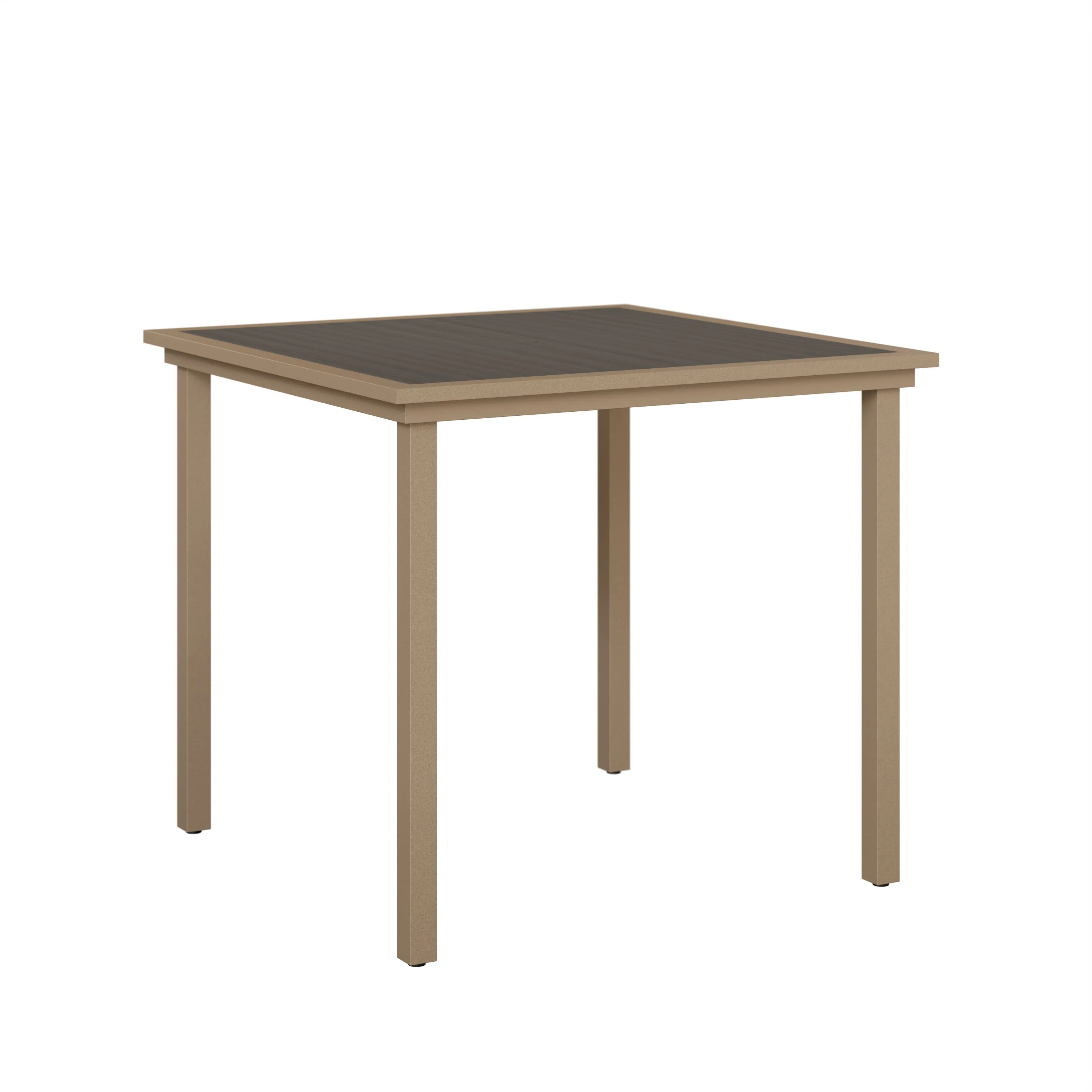Vida Poly 44" Aluminum Square Bar Table by Berlin Gardens - Coastal Gray, Oak Wood Vein Vida Poly 44" Aluminum Square Bar Table by Berlin Gardens - 191-VPST0044B