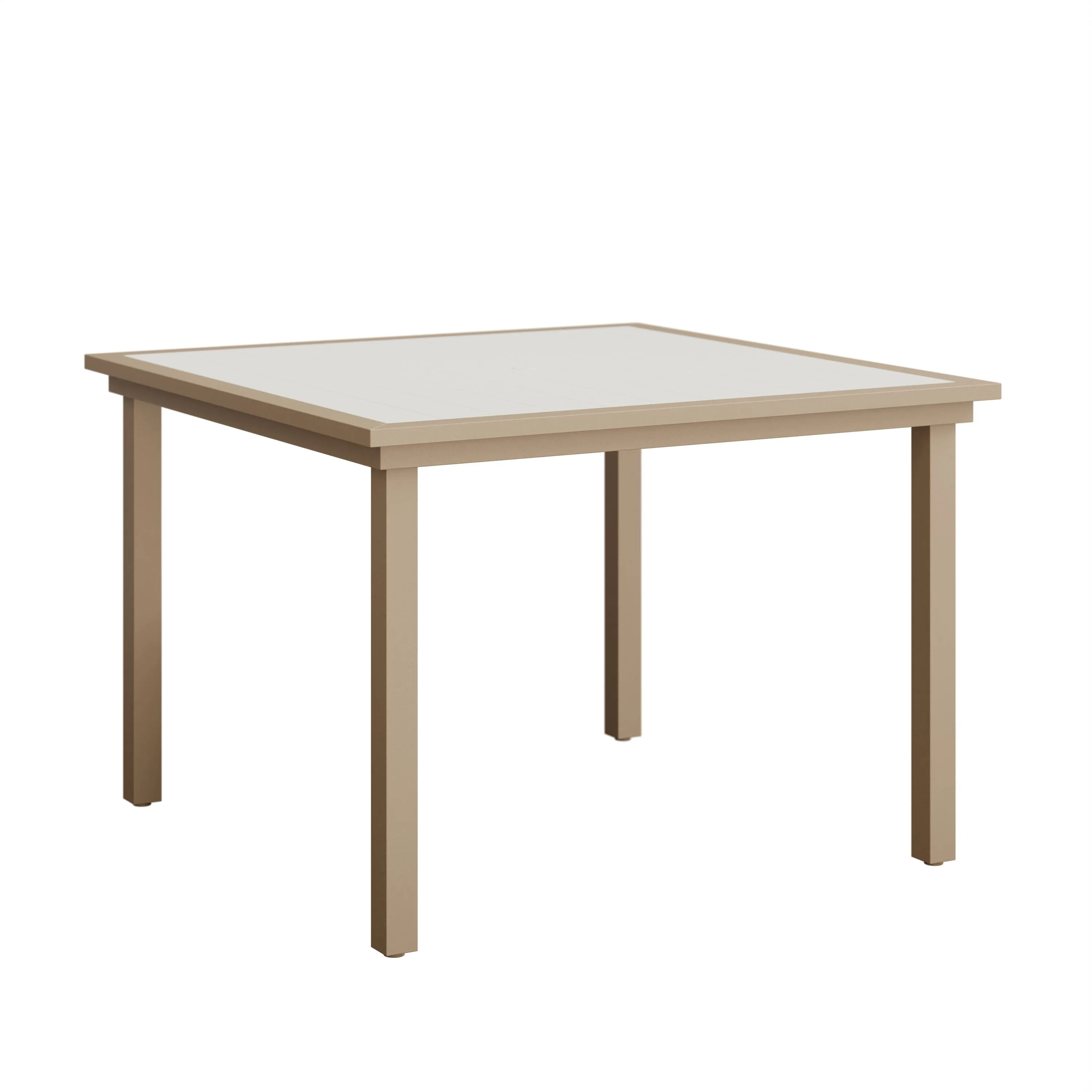Vida 44” Aluminum+Poly Square Dining Table by Berlin Gardens - White, Sahara Speckle Vida 44” Aluminum+Poly Square Dining Table by Berlin Gardens - 191-VPST0044D