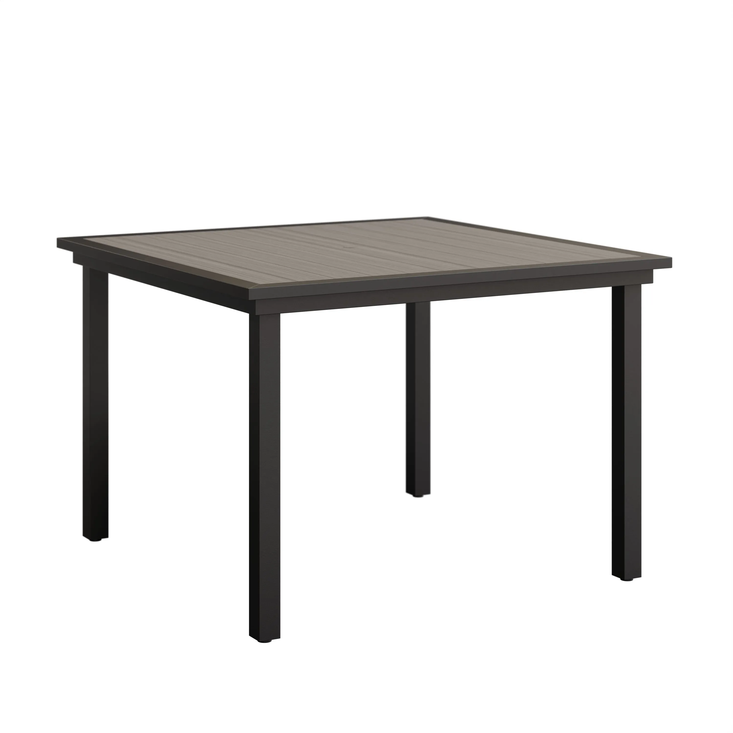 Vida 44” Aluminum+Poly Square Dining Table by Berlin Gardens - Driftwood Gray, Black Vida 44” Aluminum+Poly Square Dining Table by Berlin Gardens - 191-VPST0044D