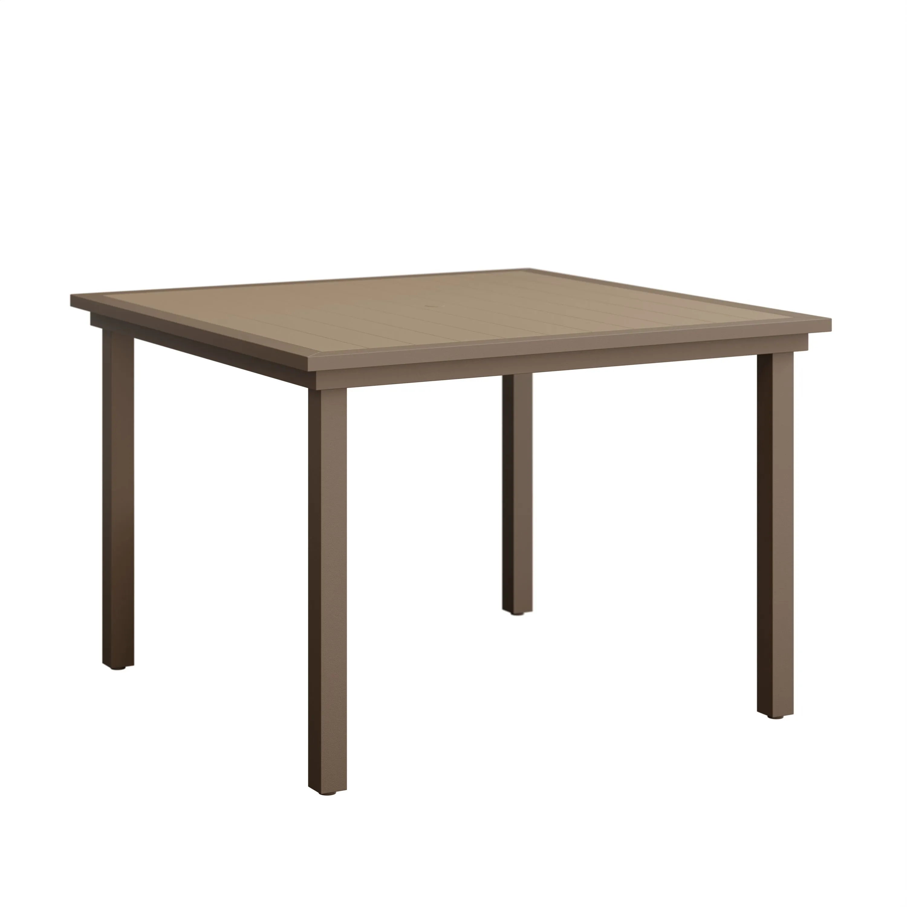 Vida 44” Aluminum+Poly Square Dining Table by Berlin Gardens - Weatherwood, Clay Vida 44” Aluminum+Poly Square Dining Table by Berlin Gardens - 191-VPST0044D