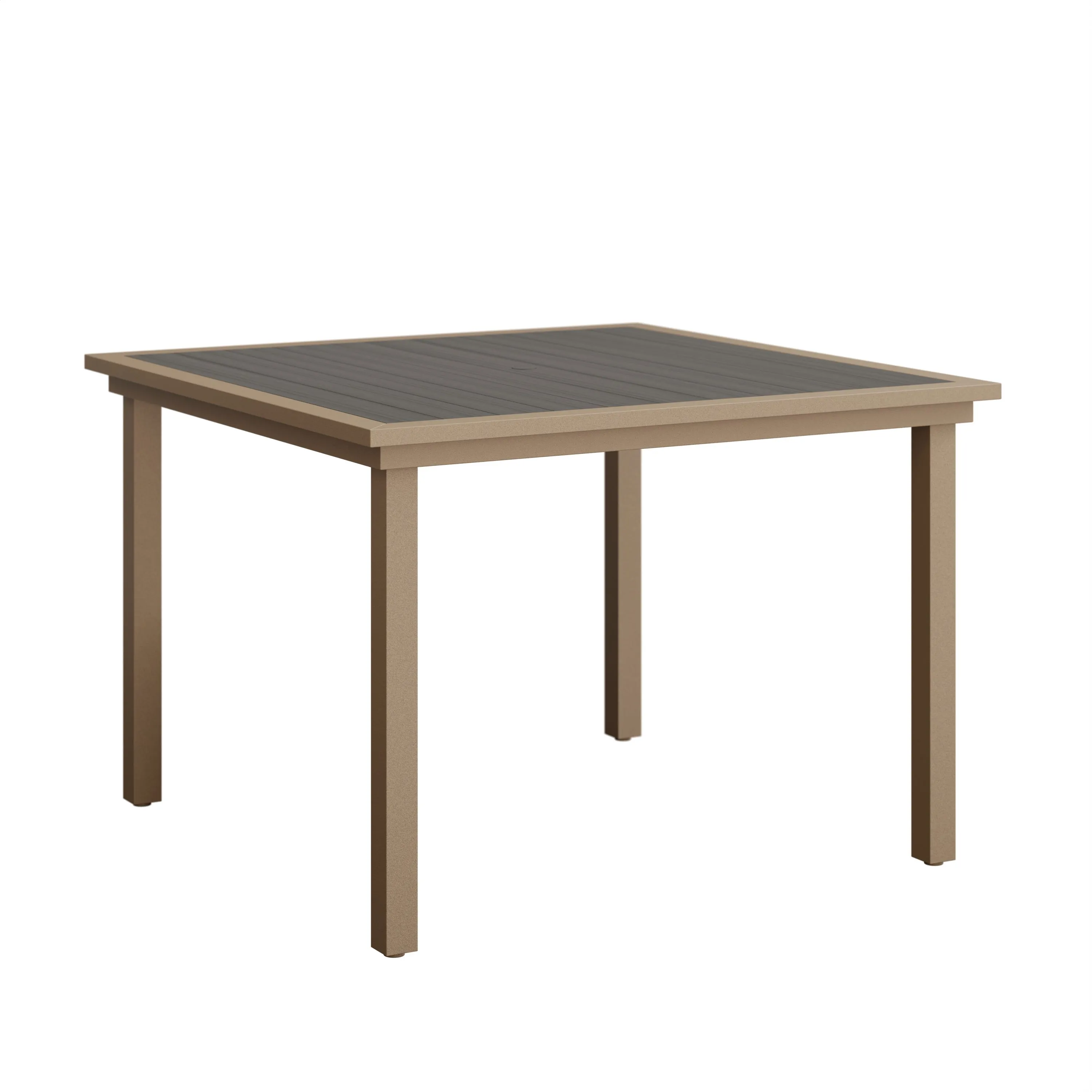 Vida 44” Aluminum+Poly Square Dining Table by Berlin Gardens - Coastal Gray, Oak Wood Vein Vida 44” Aluminum+Poly Square Dining Table by Berlin Gardens - 191-VPST0044D