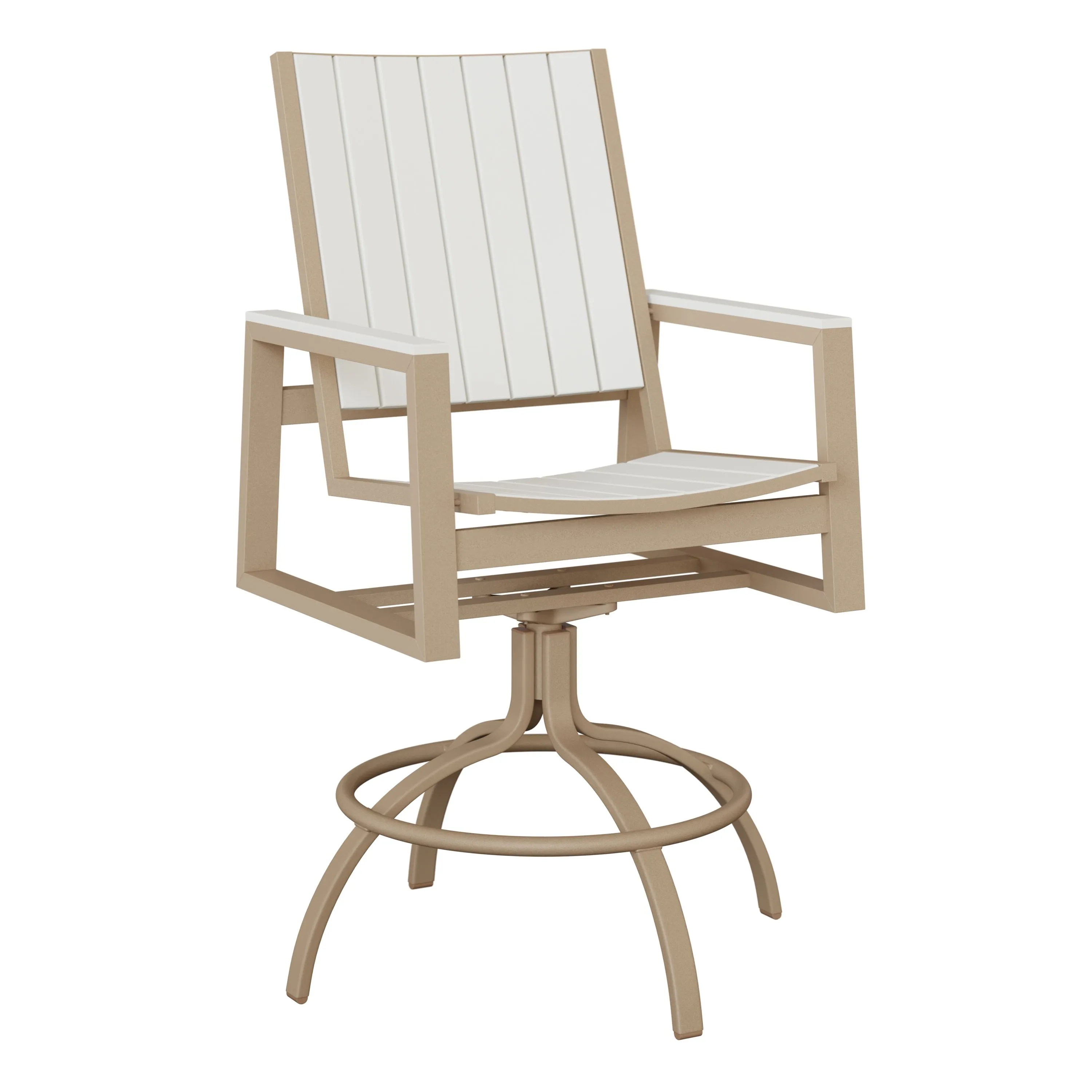 Vida Aluminum+Poly Swivel Bar Chair by Berlin Gardens - Sahara Speckle, White Vida Aluminum+Poly Swivel Bar Chair by Berlin Gardens - 191-VSBP