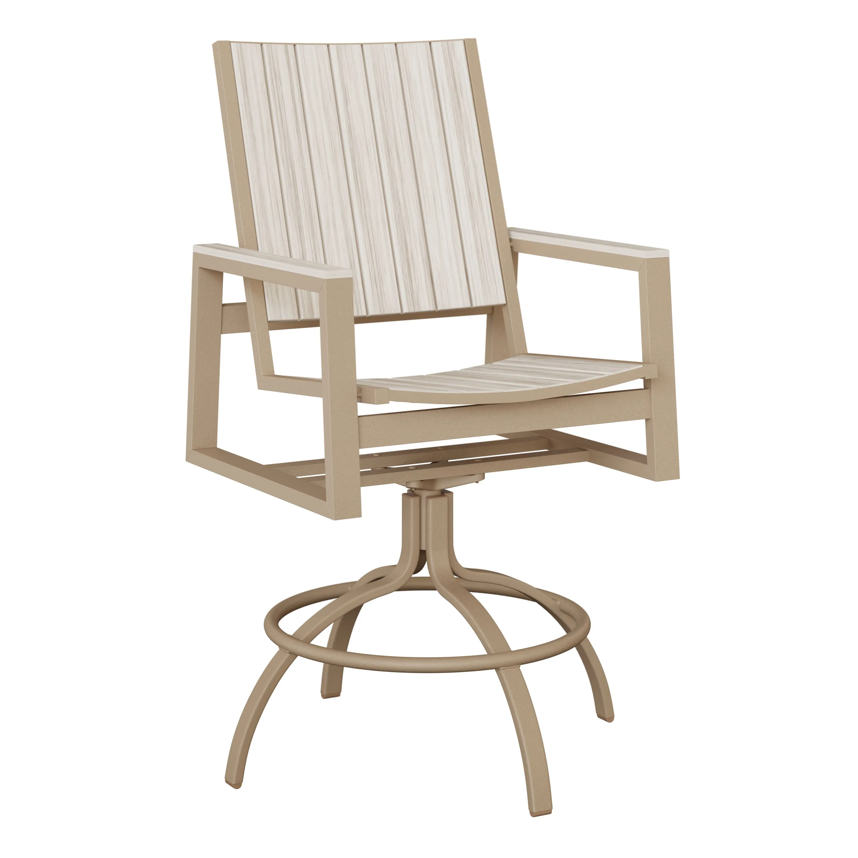 Vida Aluminum+Poly Swivel Bar Chair by Berlin Gardens - Sahara Speckle, Seashell Vida Aluminum+Poly Swivel Bar Chair by Berlin Gardens - 191-VSBP