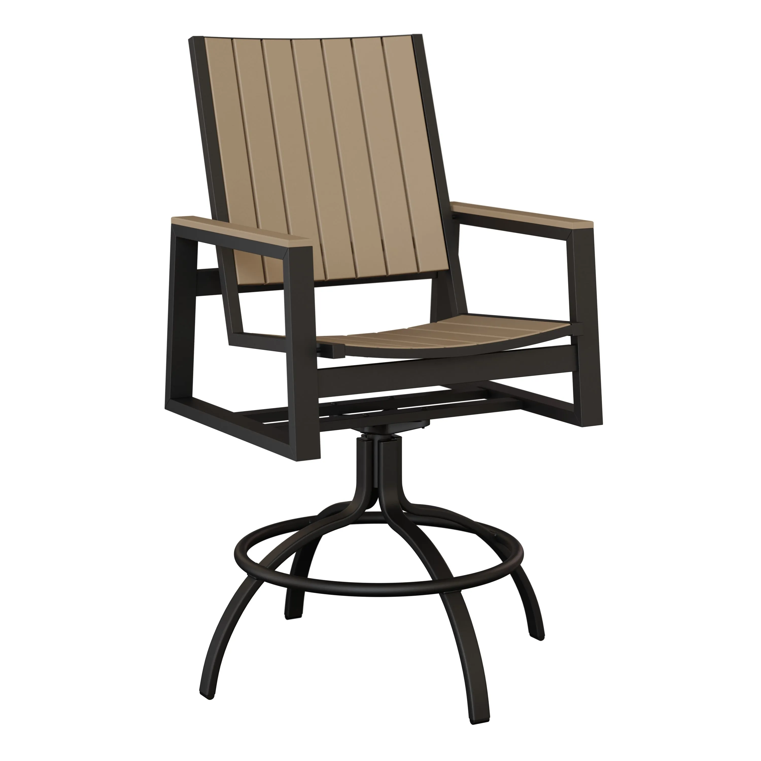 Vida Aluminum+Poly Swivel Bar Chair by Berlin Gardens - Black, Weatherwood Vida Aluminum+Poly Swivel Bar Chair by Berlin Gardens - 191-VSBP