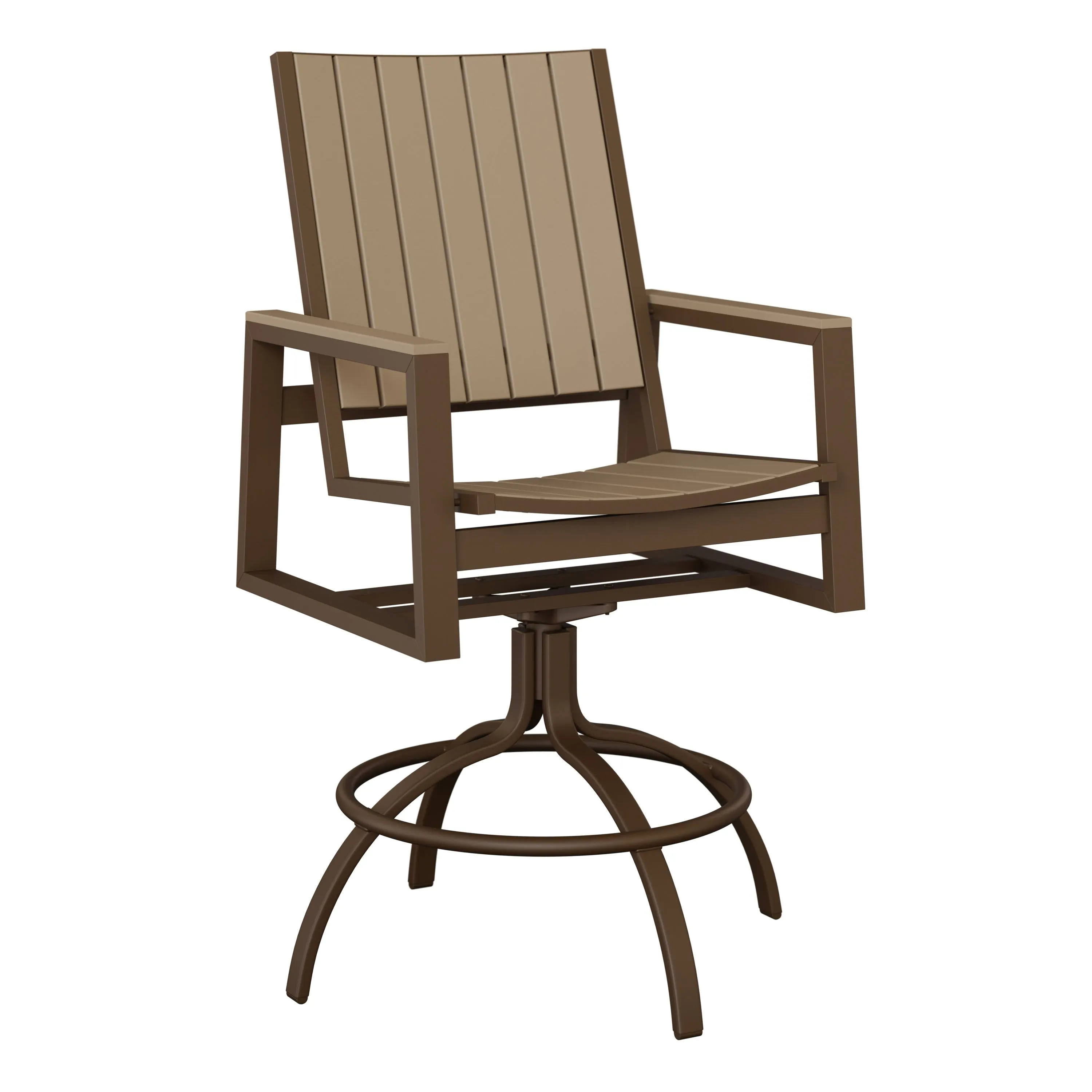 Vida Aluminum+Poly Swivel Bar Chair by Berlin Gardens - Mesquite Wood, Weatherwood Vida Aluminum+Poly Swivel Bar Chair by Berlin Gardens - 191-VSBP