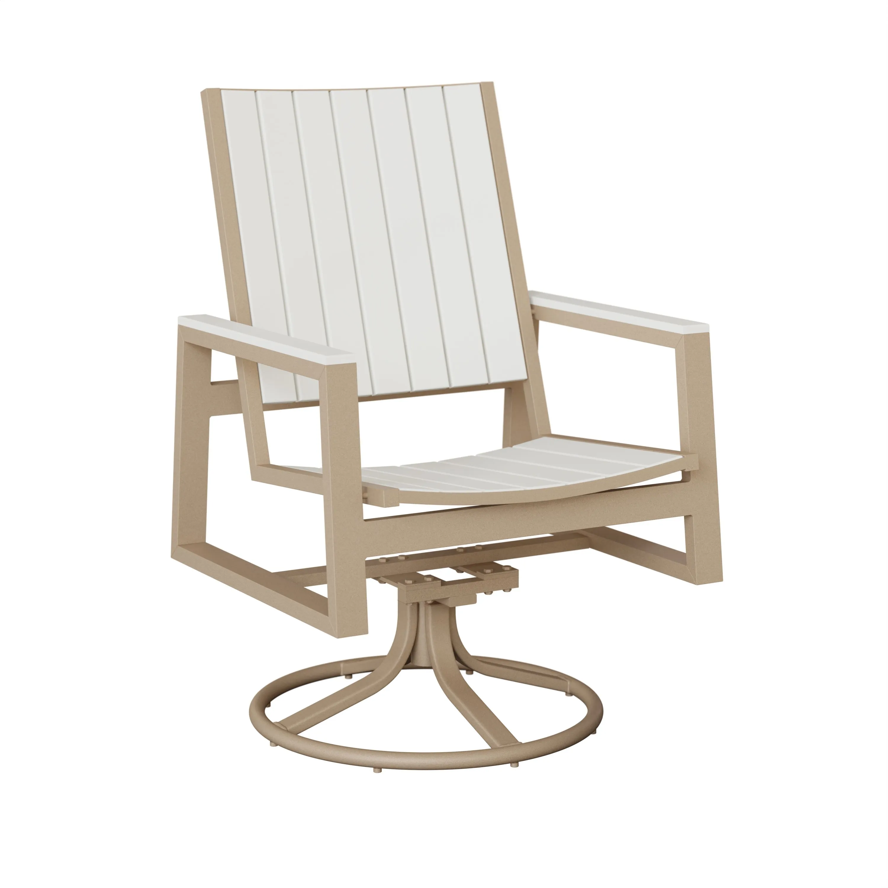 Vida Aluminum+Poly Swivel Rocker Dining Chair by Berlin Gardens - Sahara Speckle, White Vida Aluminum+Poly Swivel Rocker Dining Chair by Berlin Gardens - 191-VSRDP