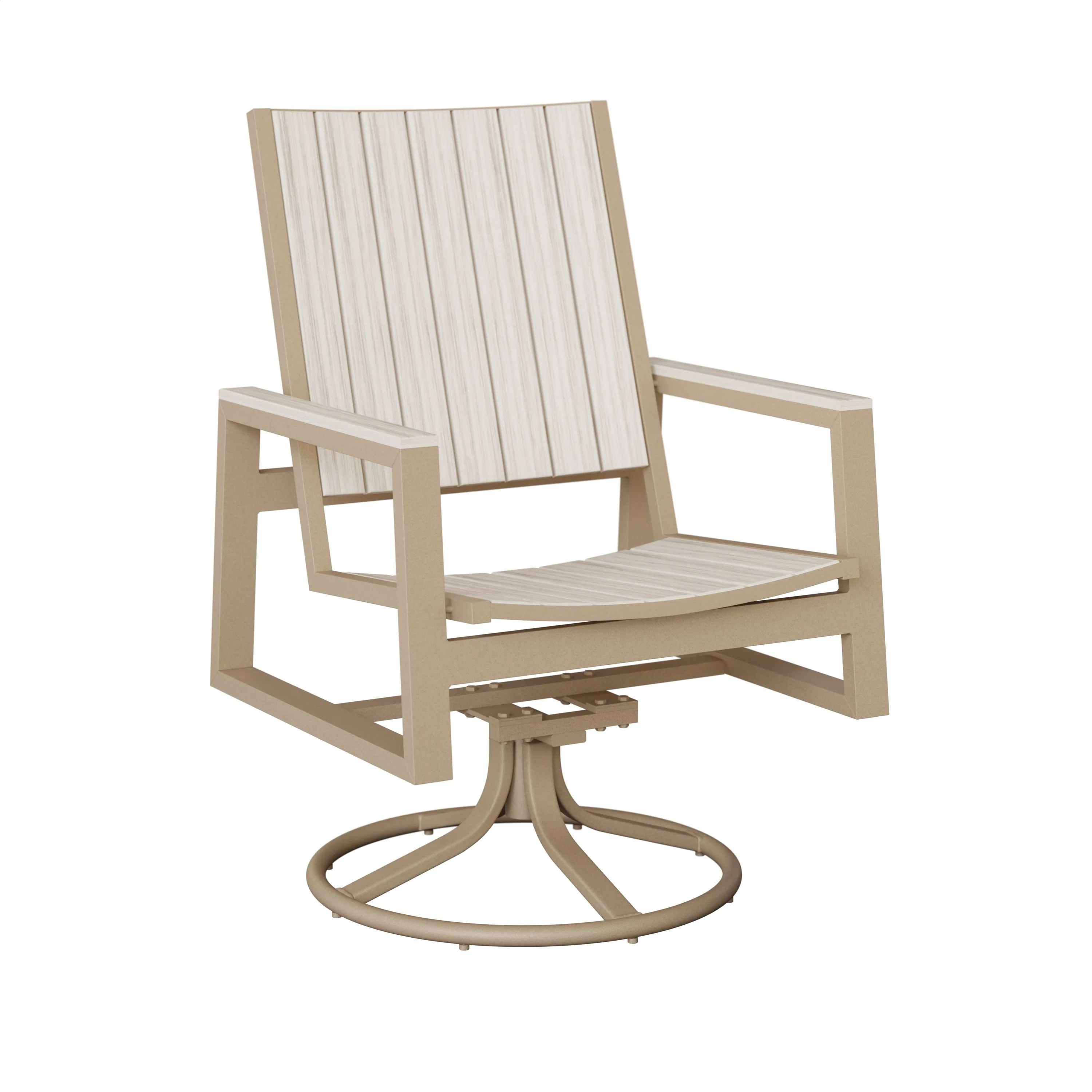 Vida Aluminum+Poly Swivel Rocker Dining Chair by Berlin Gardens - Sahara Speckle, Seashell Vida Aluminum+Poly Swivel Rocker Dining Chair by Berlin Gardens - 191-VSRDP