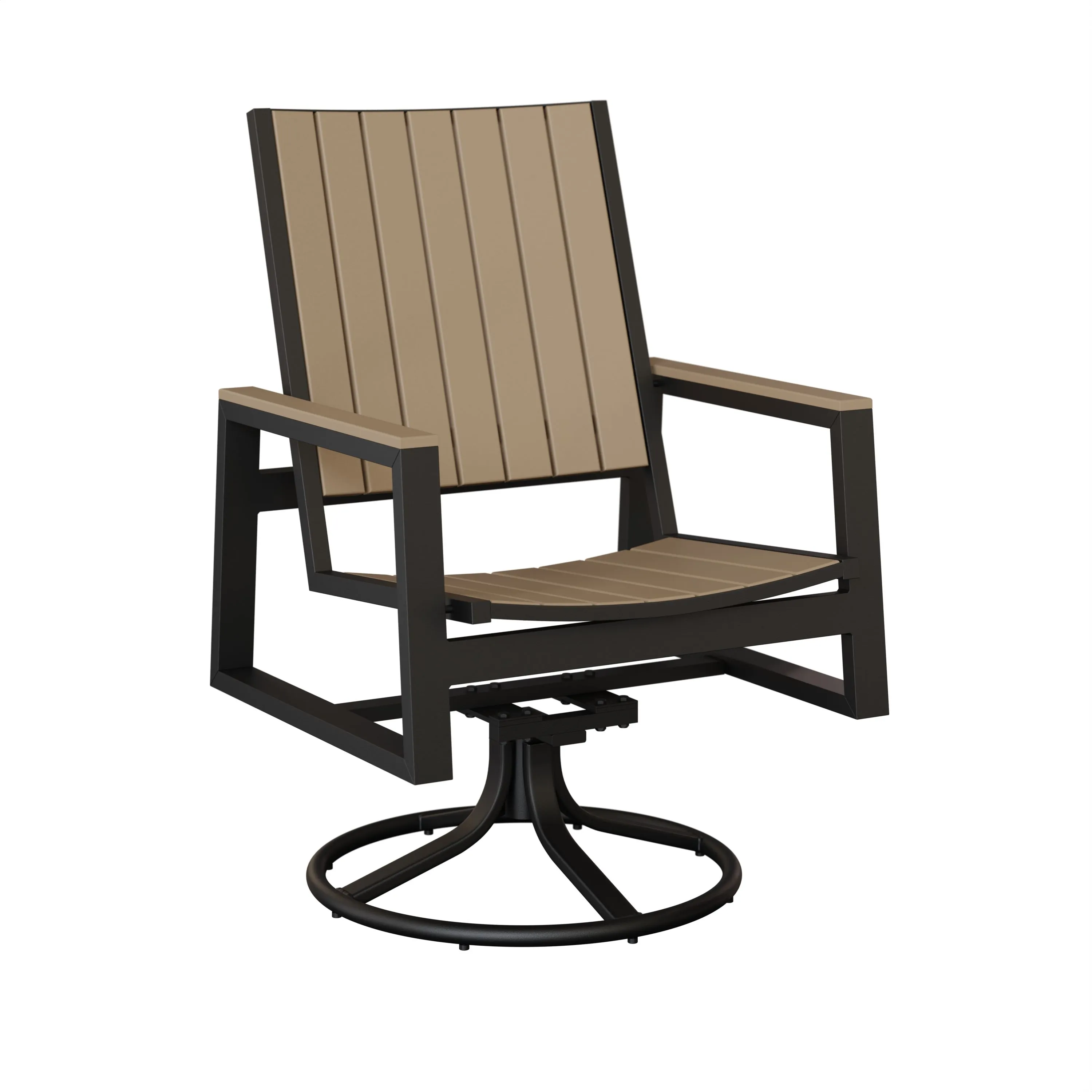 Vida Aluminum+Poly Swivel Rocker Dining Chair by Berlin Gardens - Black, Weatherwood Vida Aluminum+Poly Swivel Rocker Dining Chair by Berlin Gardens - 191-VSRDP
