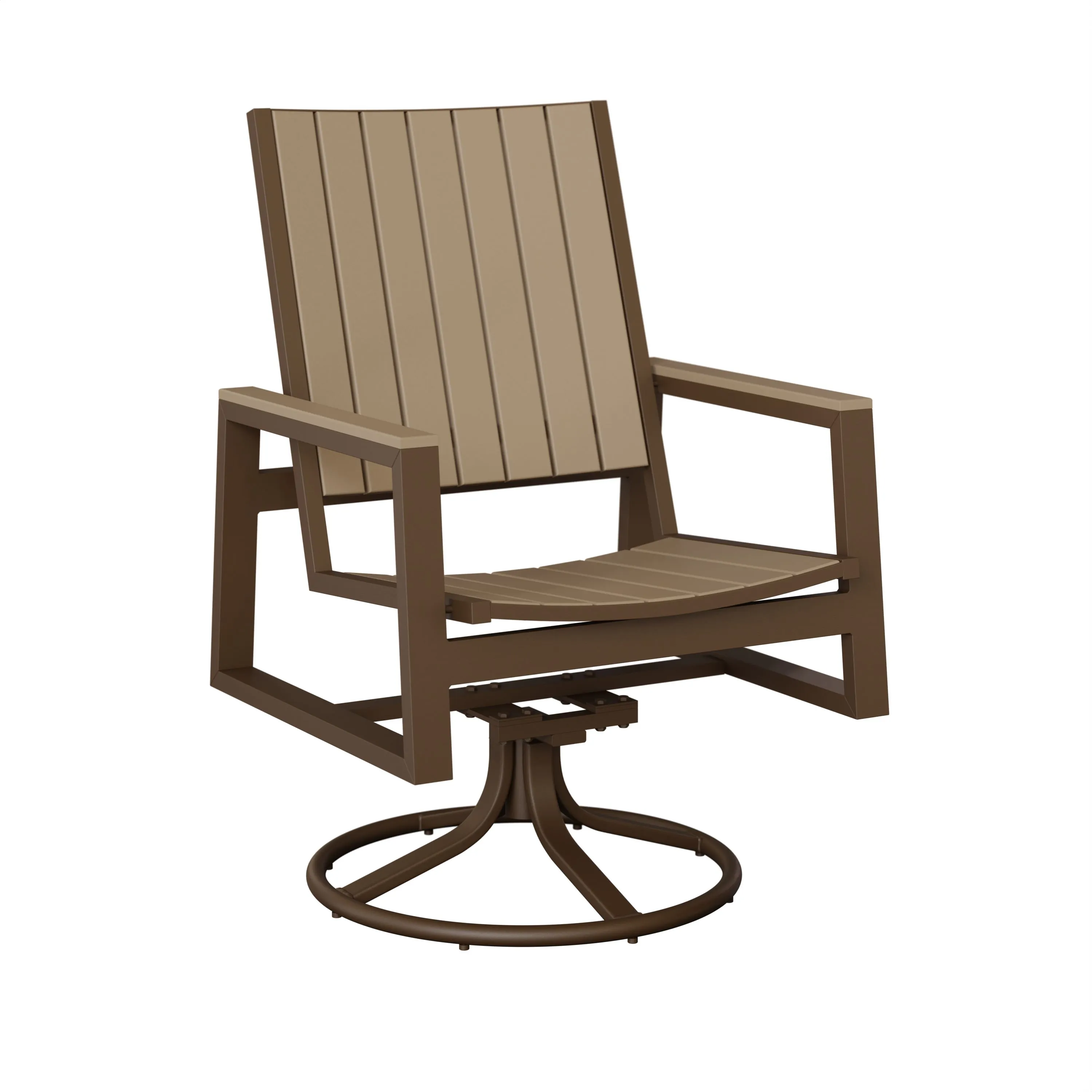 Vida Aluminum+Poly Swivel Rocker Dining Chair by Berlin Gardens - Mesquite Wood, Weatherwood Vida Aluminum+Poly Swivel Rocker Dining Chair by Berlin Gardens - 191-VSRDP