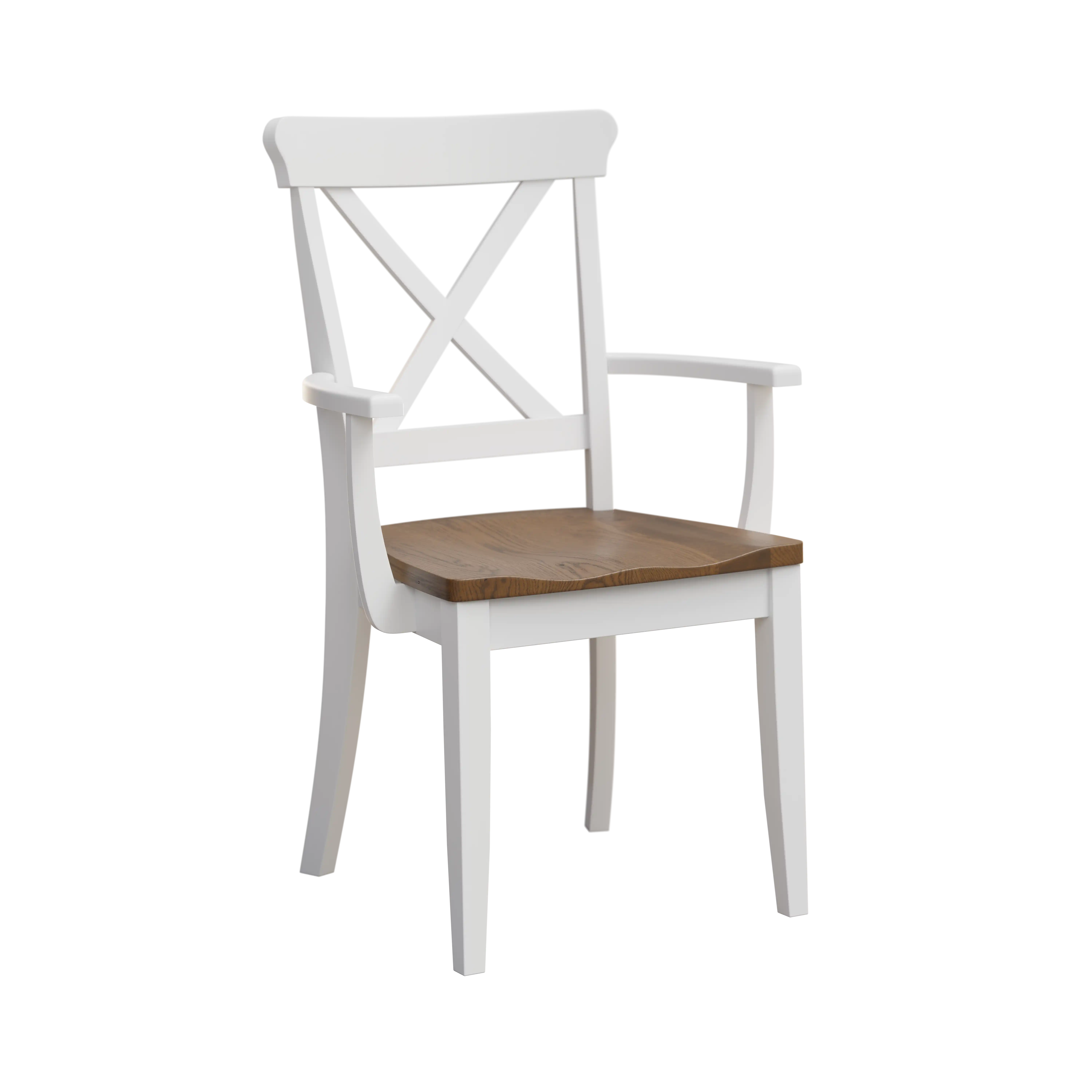 Amish Clayton Solid Hardwood Dining Arm Chair - yes, , , Rustic White Oak, Lightbrown, Brown Maple Maple, White Paint Amish Clayton Solid Hardwood Dining Arm Chair - 281-035-ZXZ