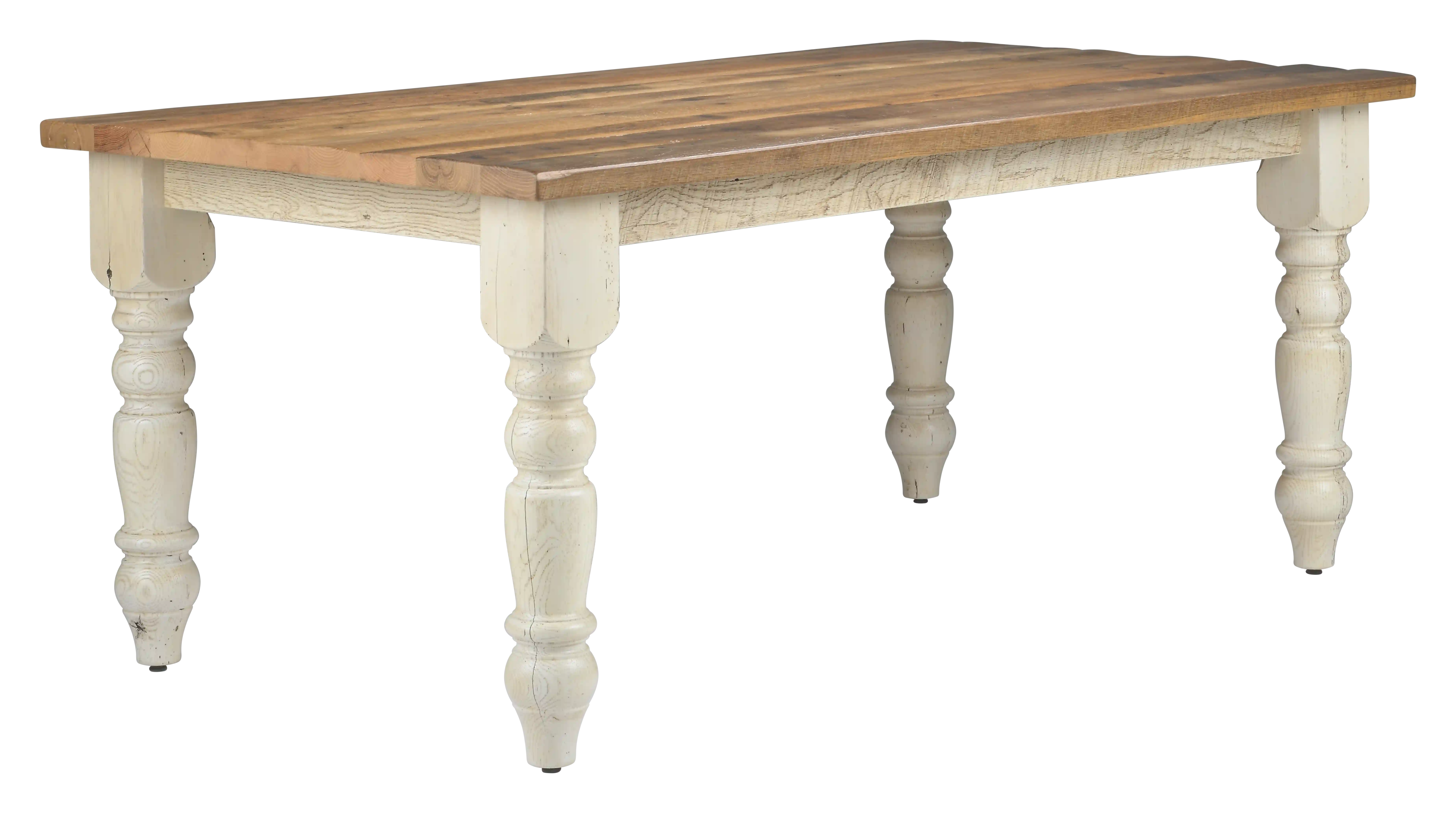 Amish Farmhouse Solid Hardwood Dining Table - Yes, 42'' x 84'' x 30'' Solid Top, , Barnwood, OCS-100 Clear Rough, Barnwood, Pearl, , Amish Farmhouse Solid Hardwood Dining Table - 281-454-QXYIB